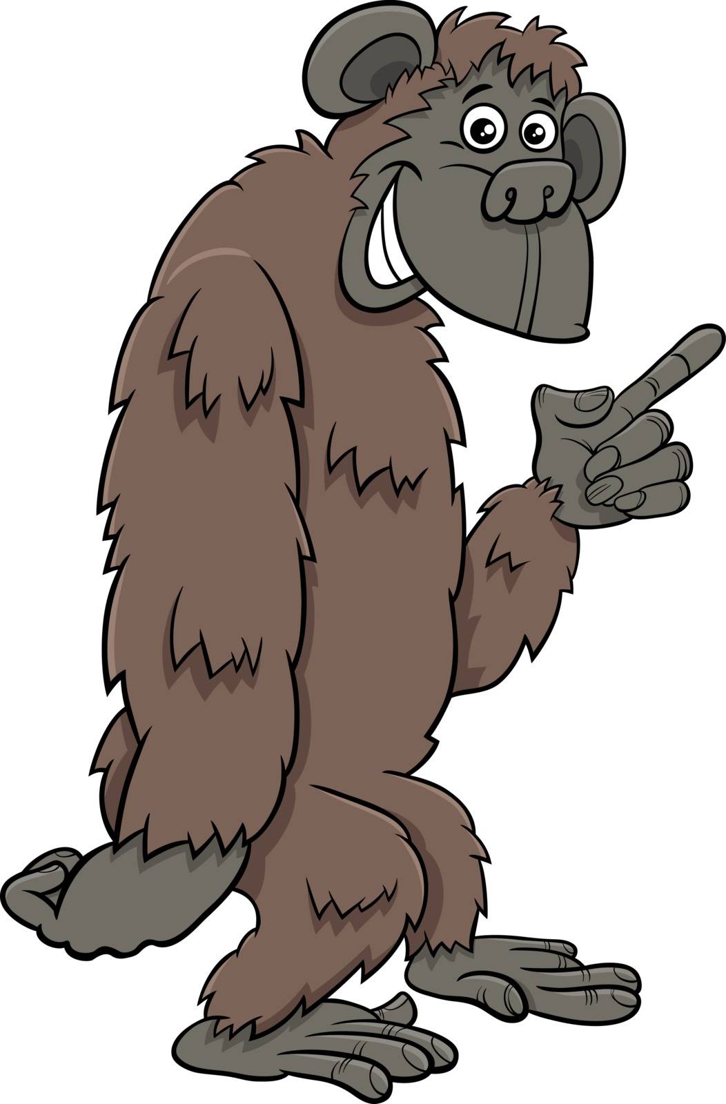 Cartoon illustration of gorilla ape comic animal character
