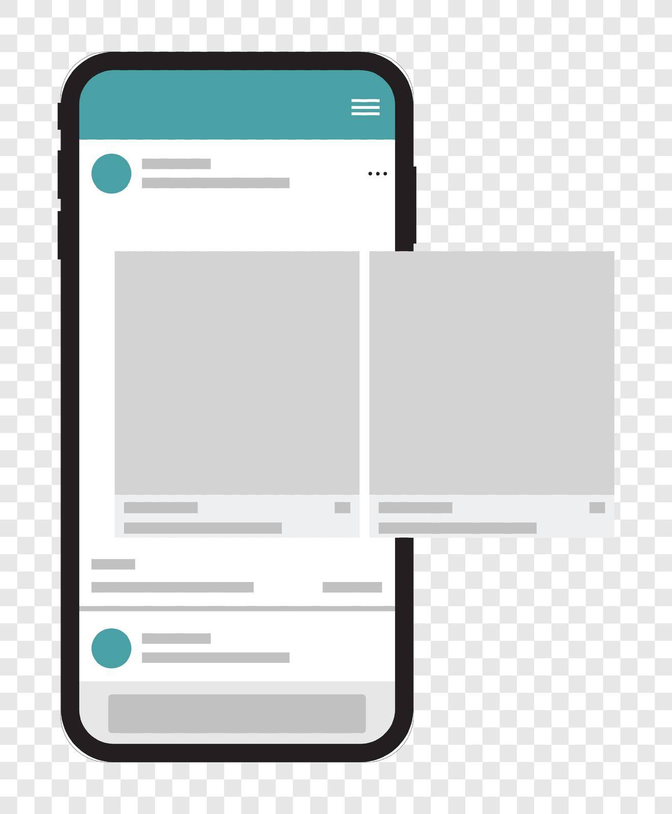 Social media mobile app page template. Carousel post. Layout to demonstrate the design of the tape profile of the mobile application. Minimal design. Easily Editable Vector. EPS 10.