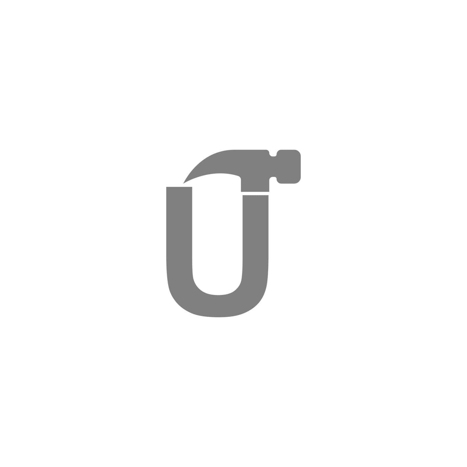 Letter U and hammer combination icon logo design vector