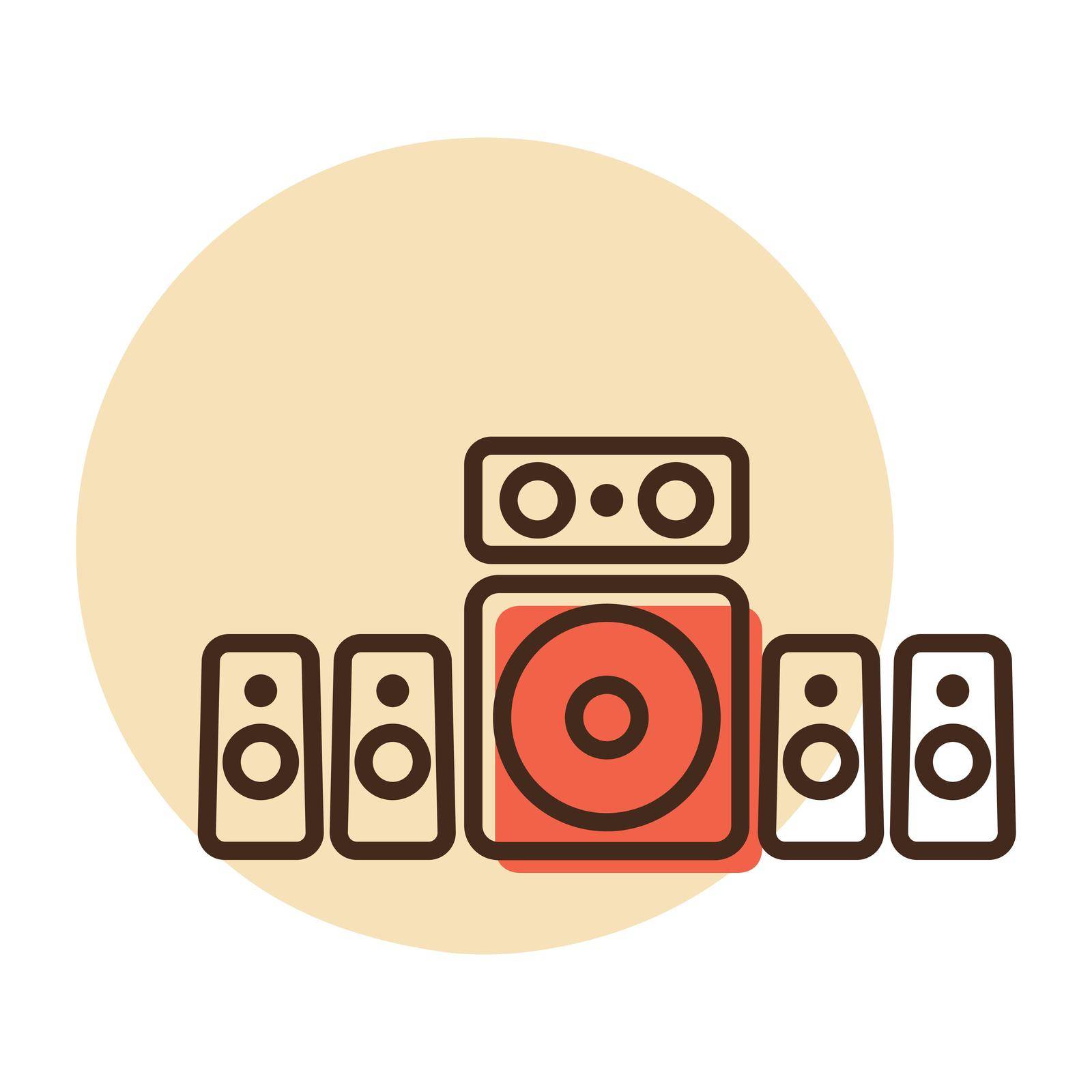 5.1 surround sound system vector icon by nosik