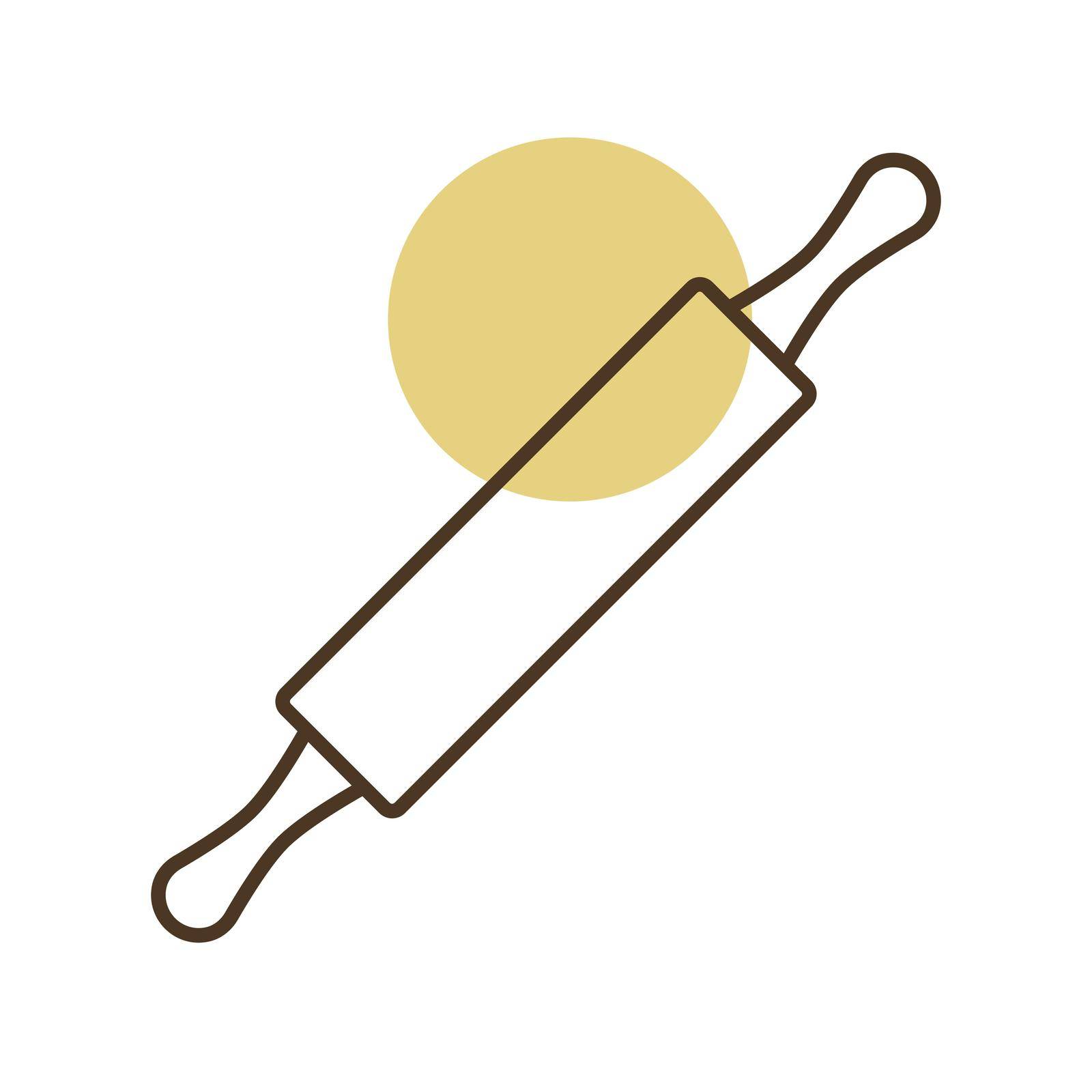 Wooden rolling pin plunger vector icon. Kitchen appliance. Graph symbol for cooking web site design, logo, app, UI