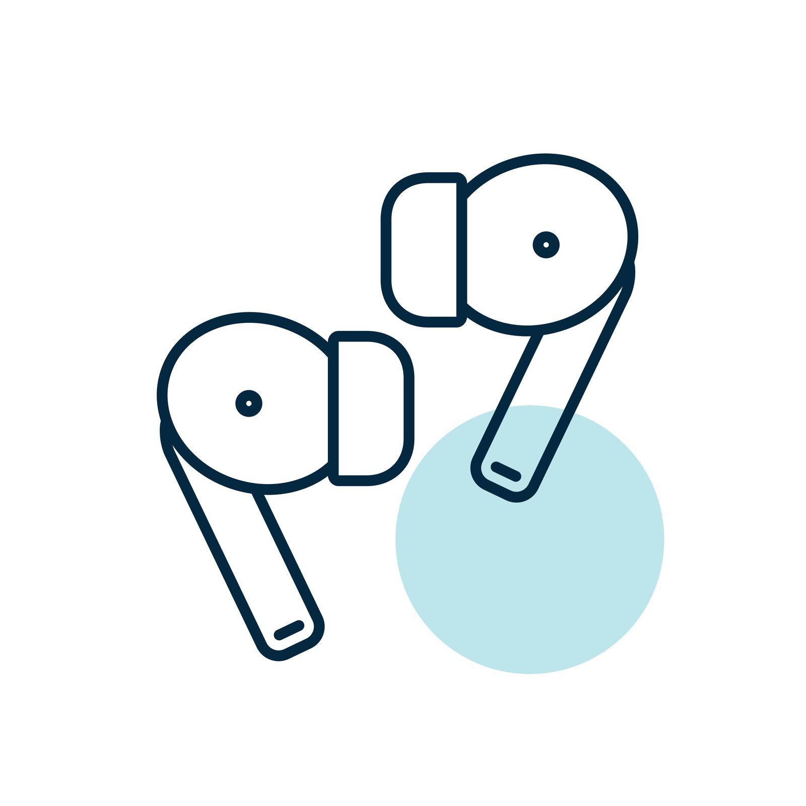 Pair of wireless earbud headphones vector icon by nosik