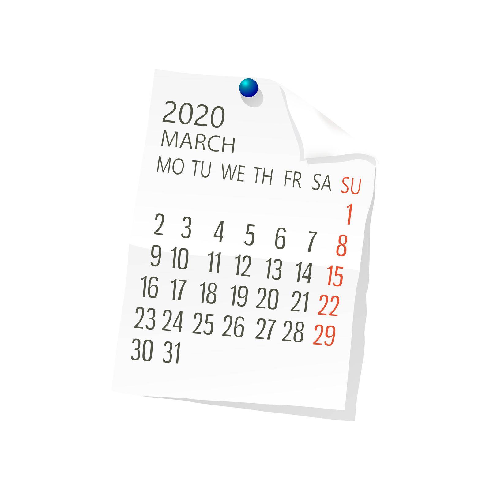 2020 March calendar by Lirch