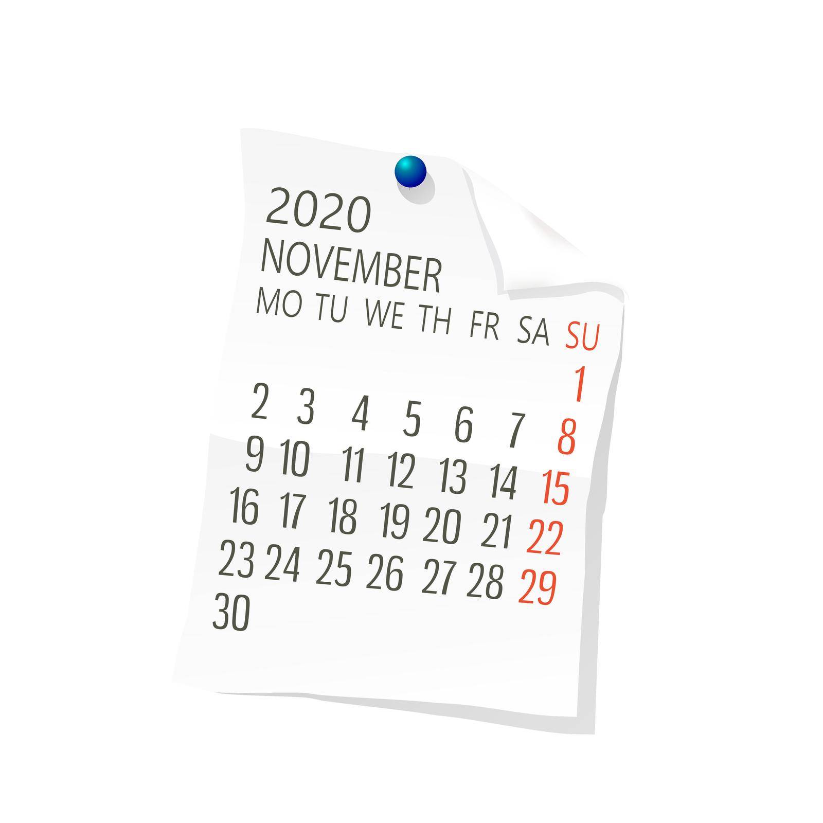 2020 November calendar by Lirch