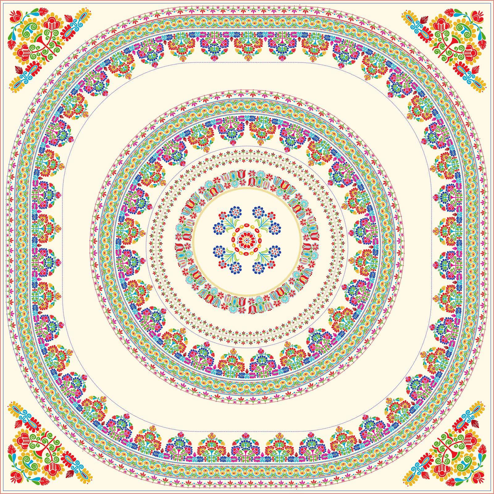Hungarian tile. Decorative background inspired by traditional Hungarian embroidery.