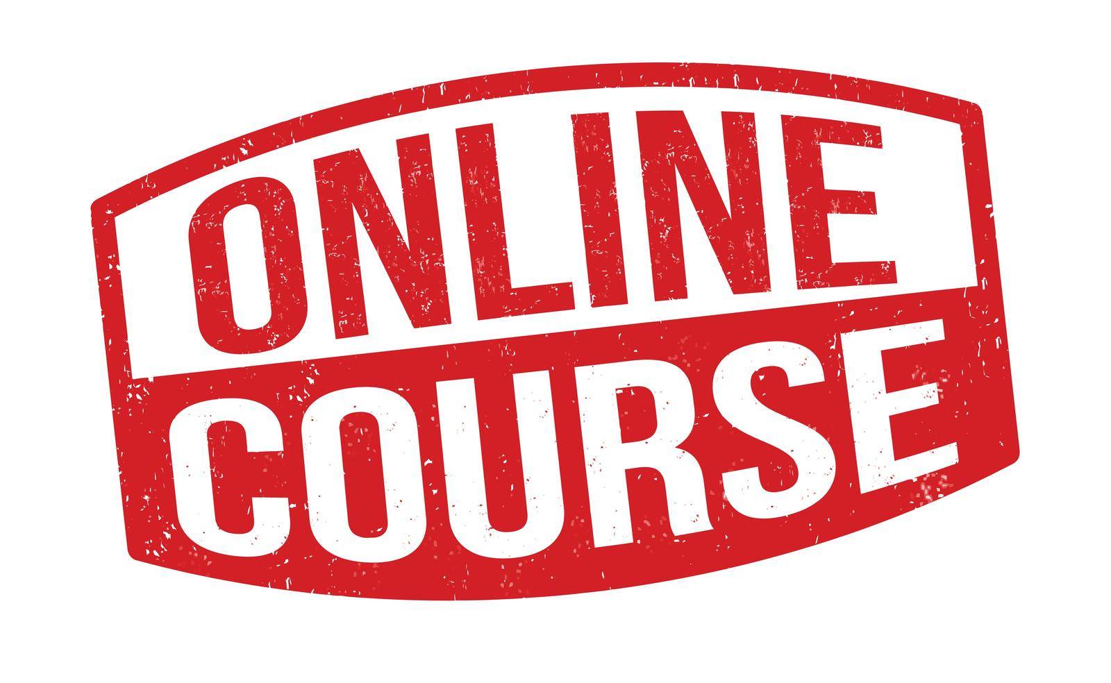 Online course grunge rubber stamp on white background, vector illustration