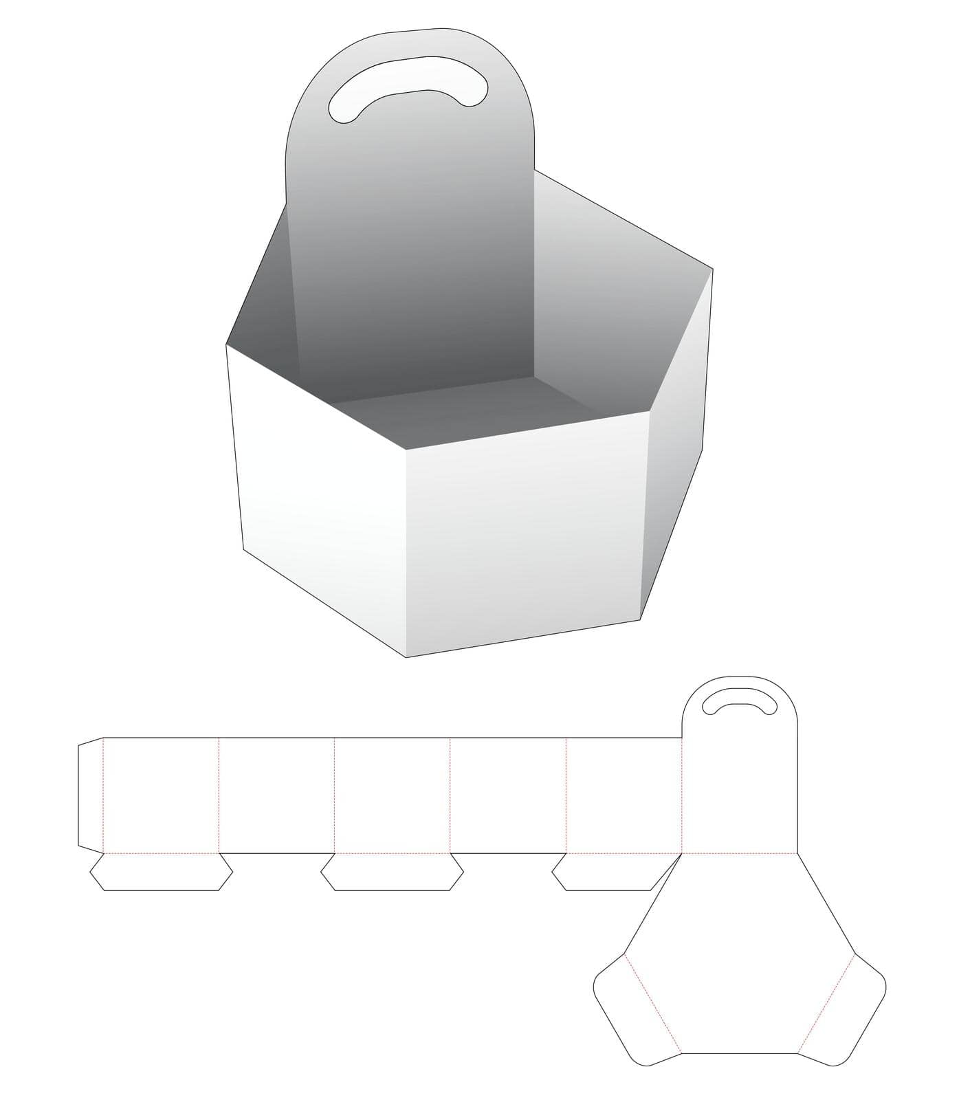 Cardboard handle hexagonal tray die cut template by valueinvestor