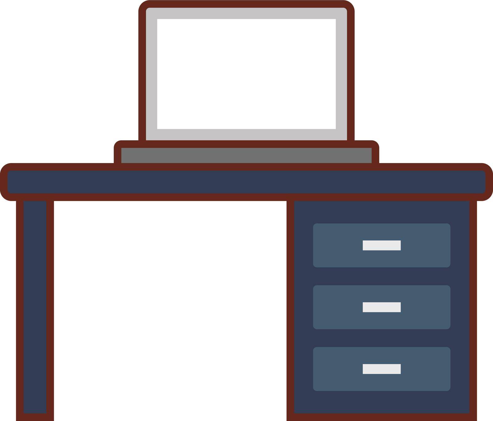 desk vector flat colour icon