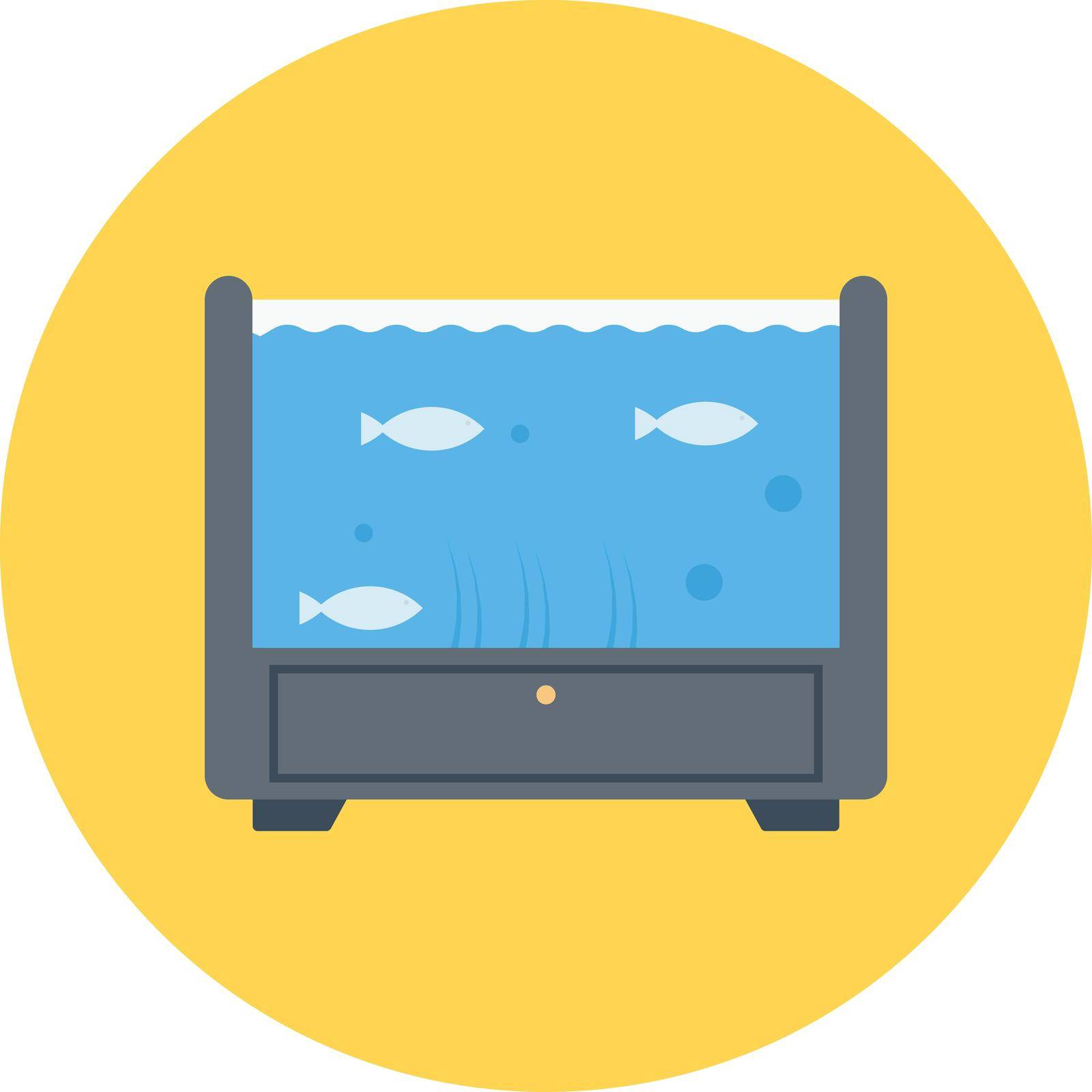 aquarium vector flat colour icon