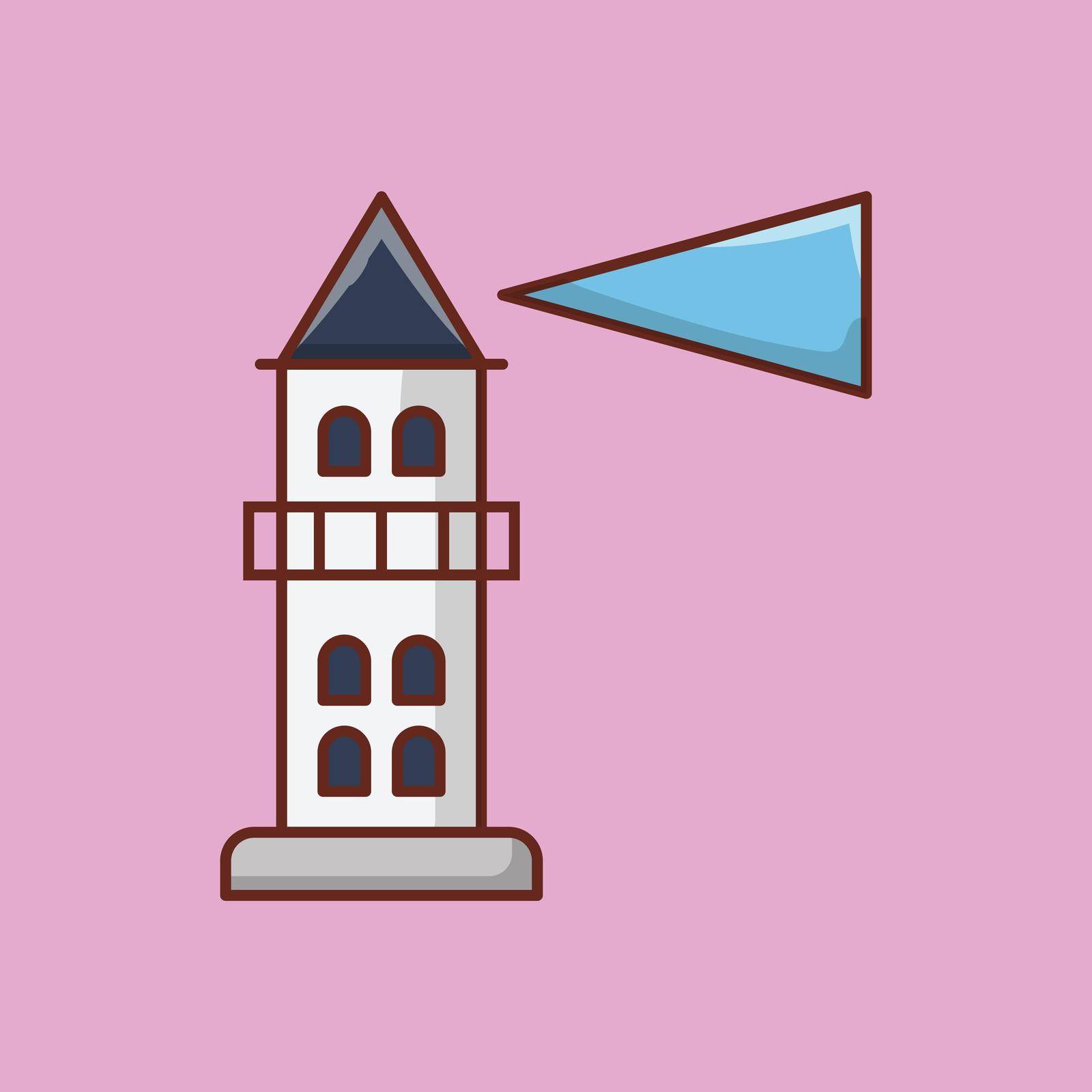 lighthouse vector line flat icon