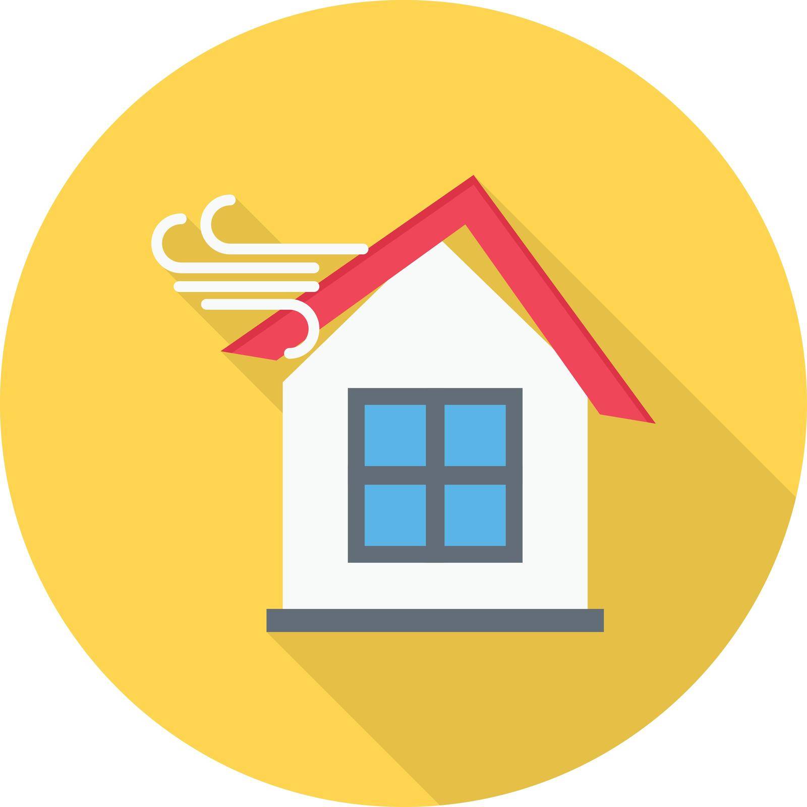 house wind vector flat colour icon