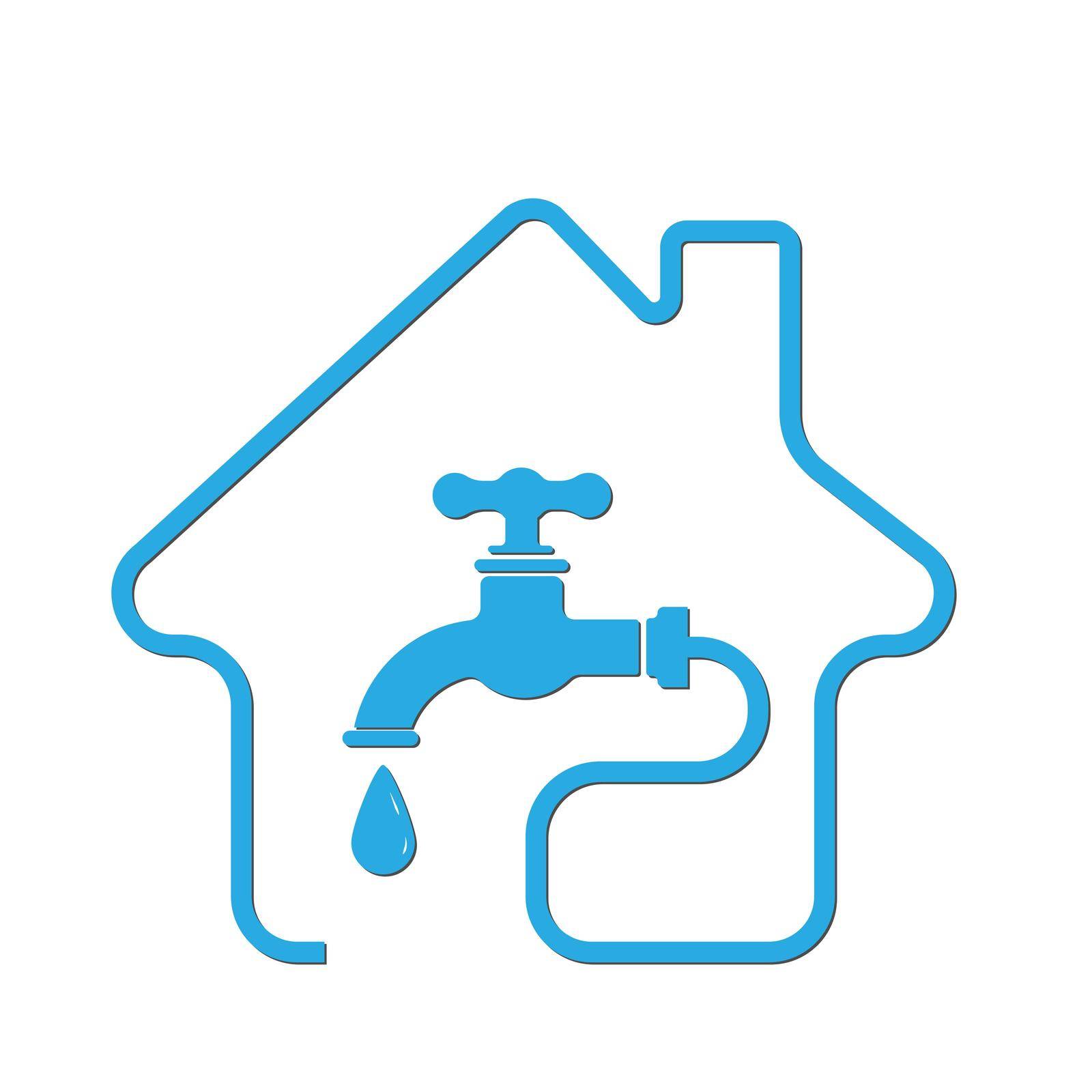 Water supply, utility icon. Vector stock illustration, flat style