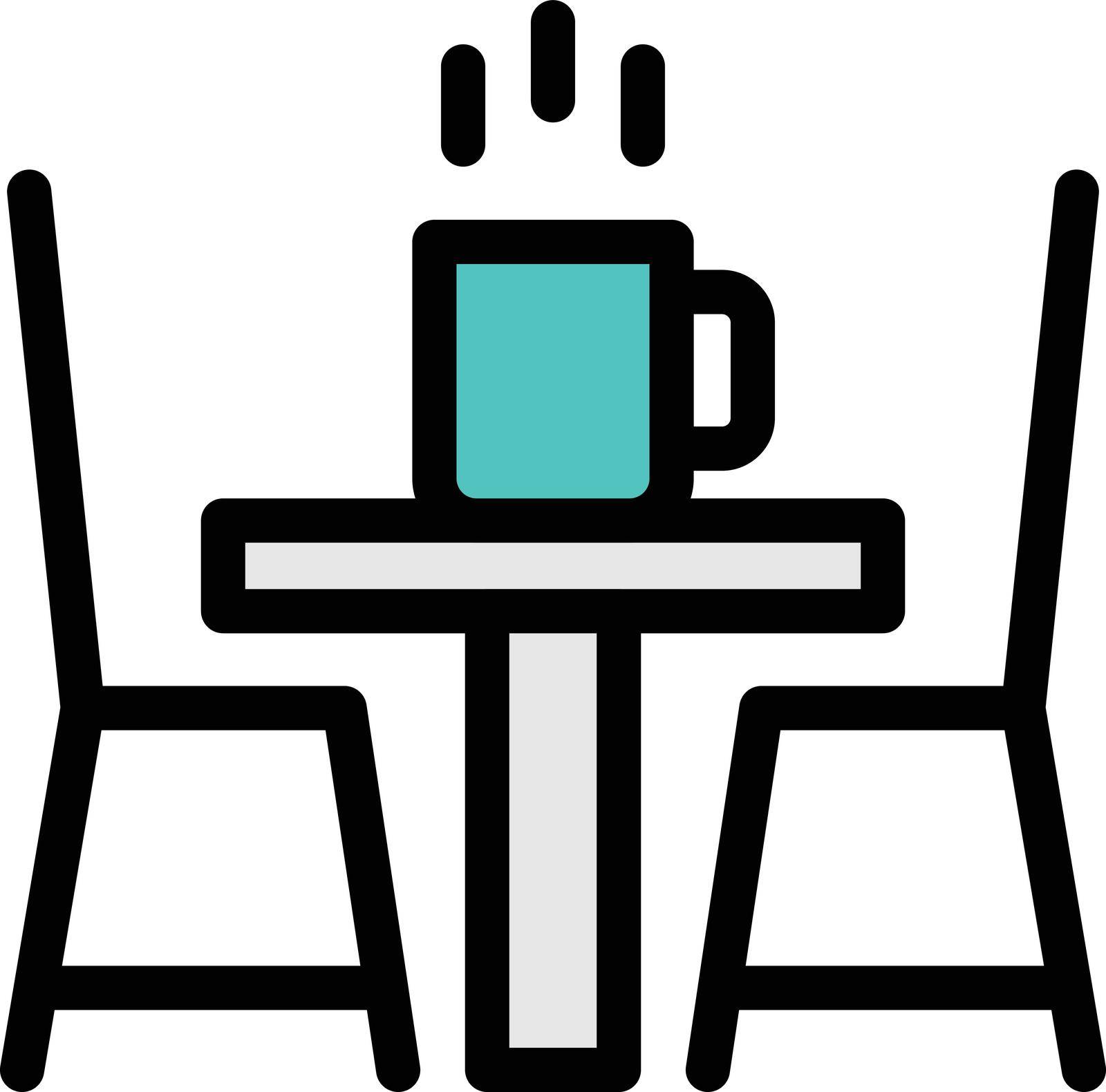 tea cafe vector line colour icon