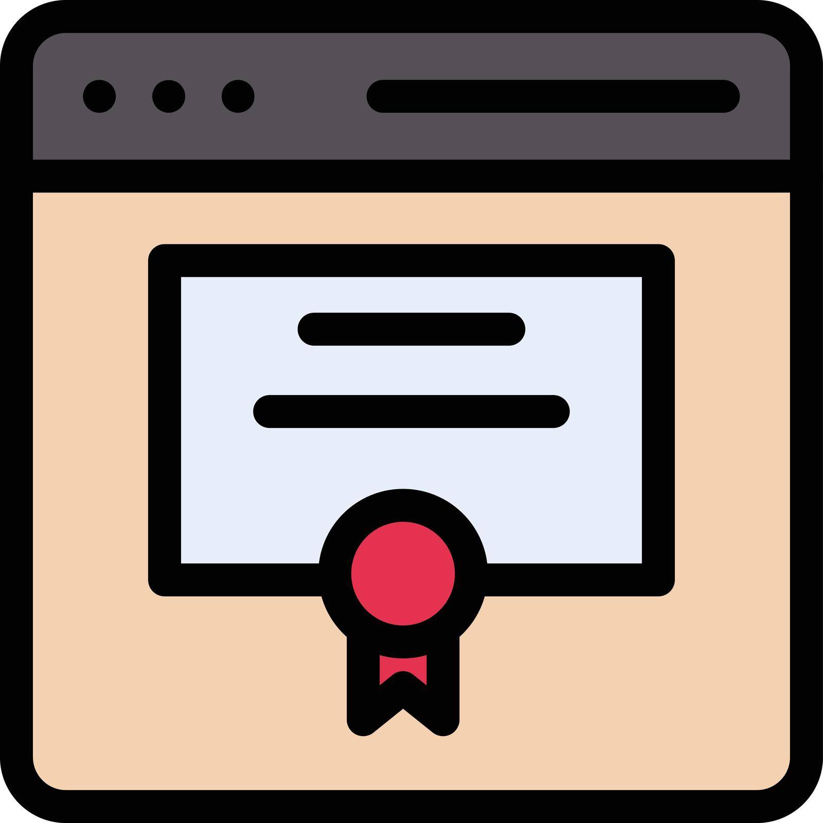 online certificate vector line colour icon