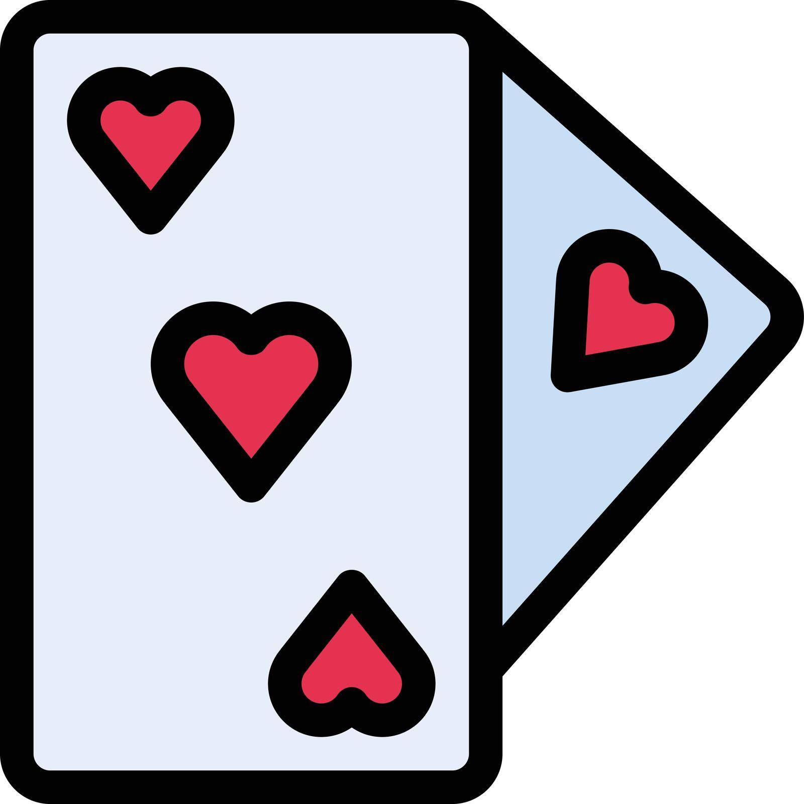 playing card vector color line icon