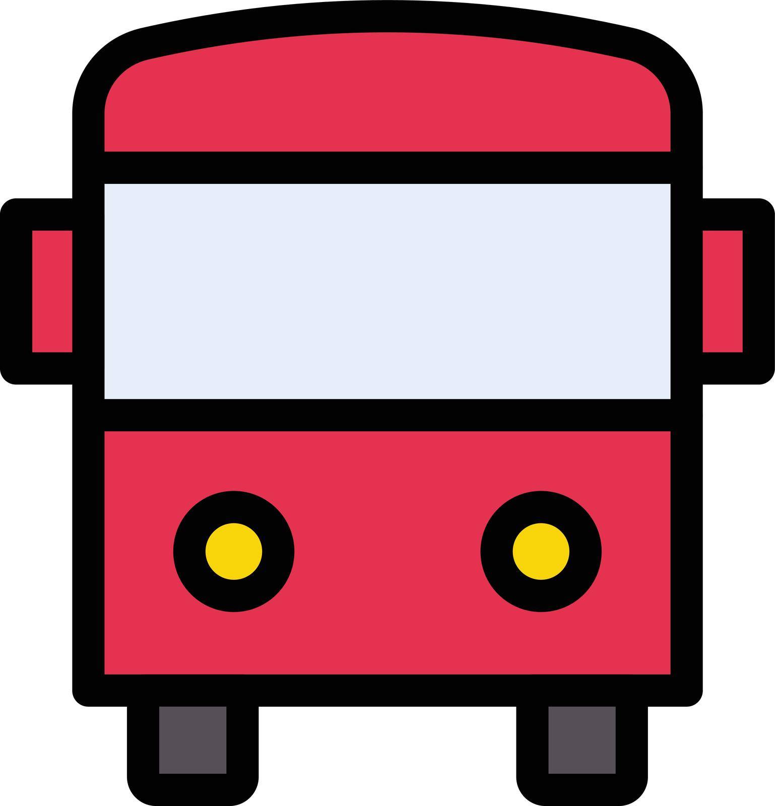 school bus vector line colour icon