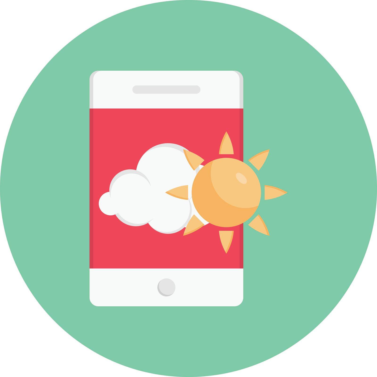 mobile weather vector flat colour icon