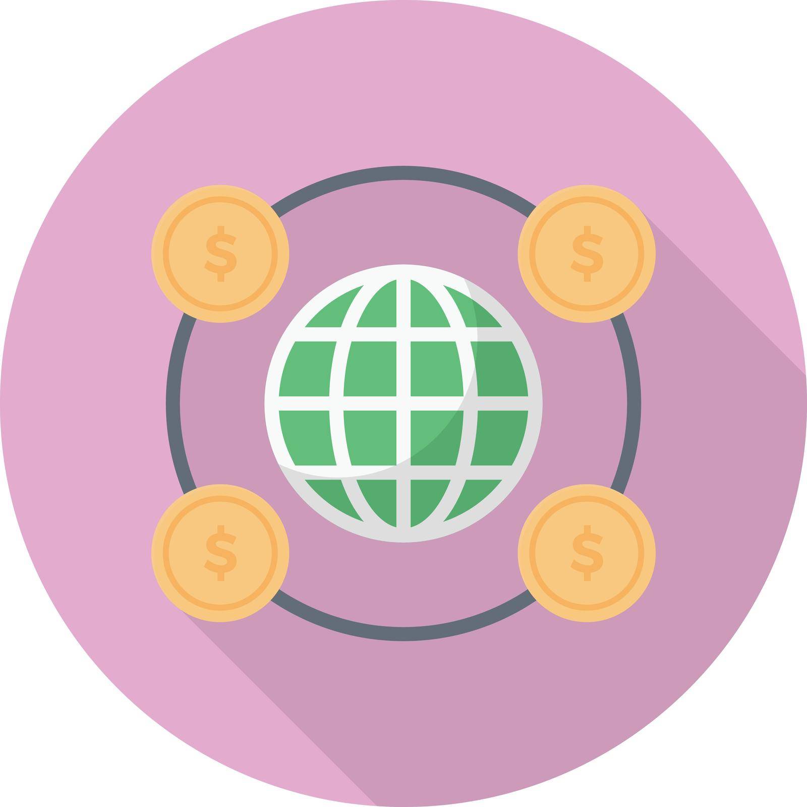 global connection vector flat colour icon