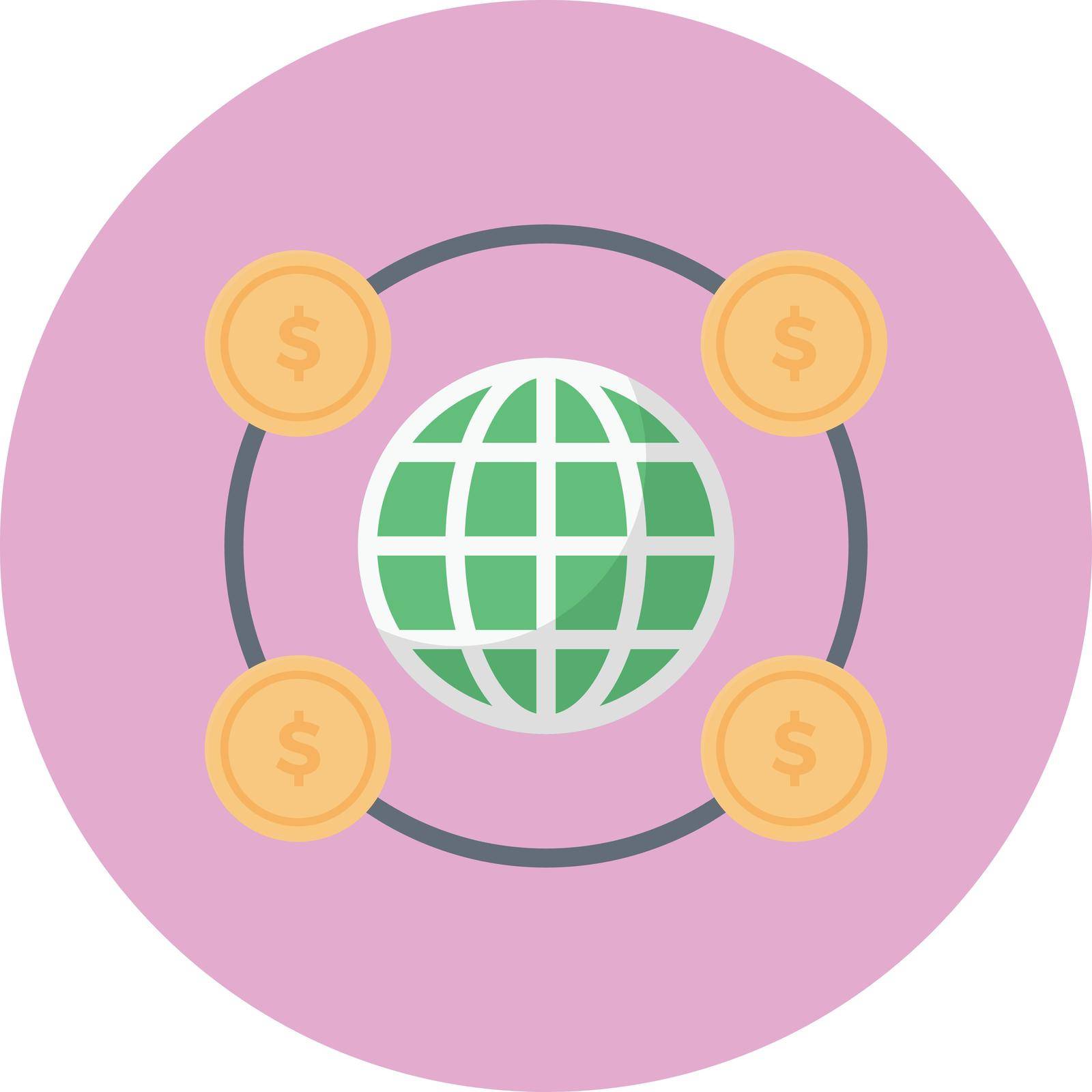 global connection vector flat colour icon