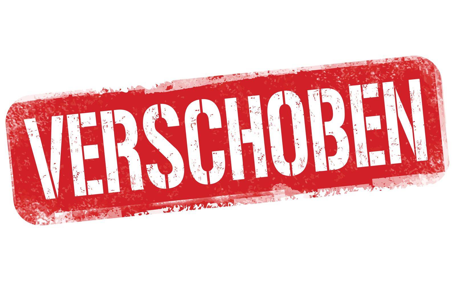 Postponed on german language ( Verschoben )grunge rubber stamp by roxanabalint