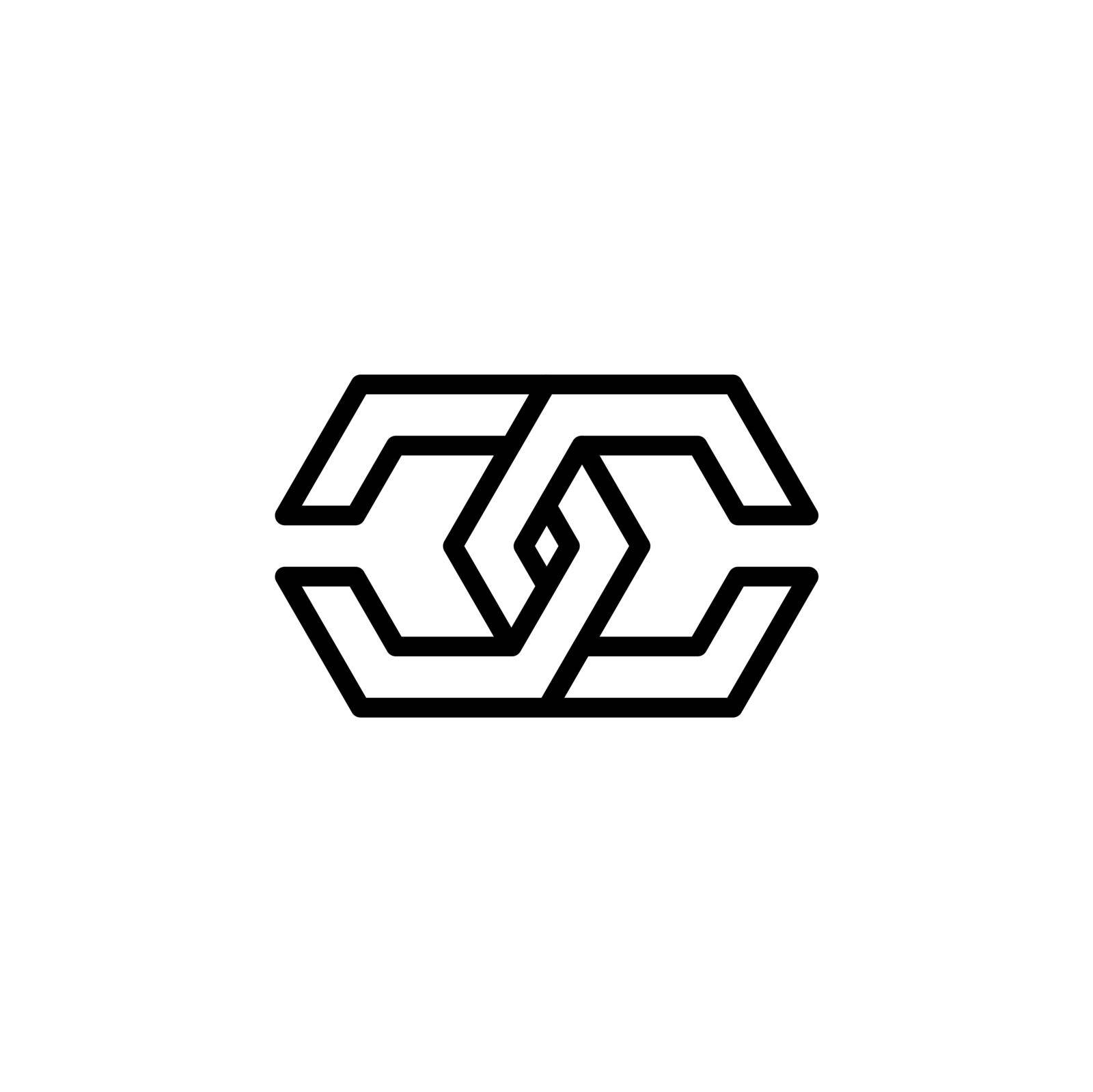 Stylized hexagon letter C with horizontal reflection for the company logo by Grommik
