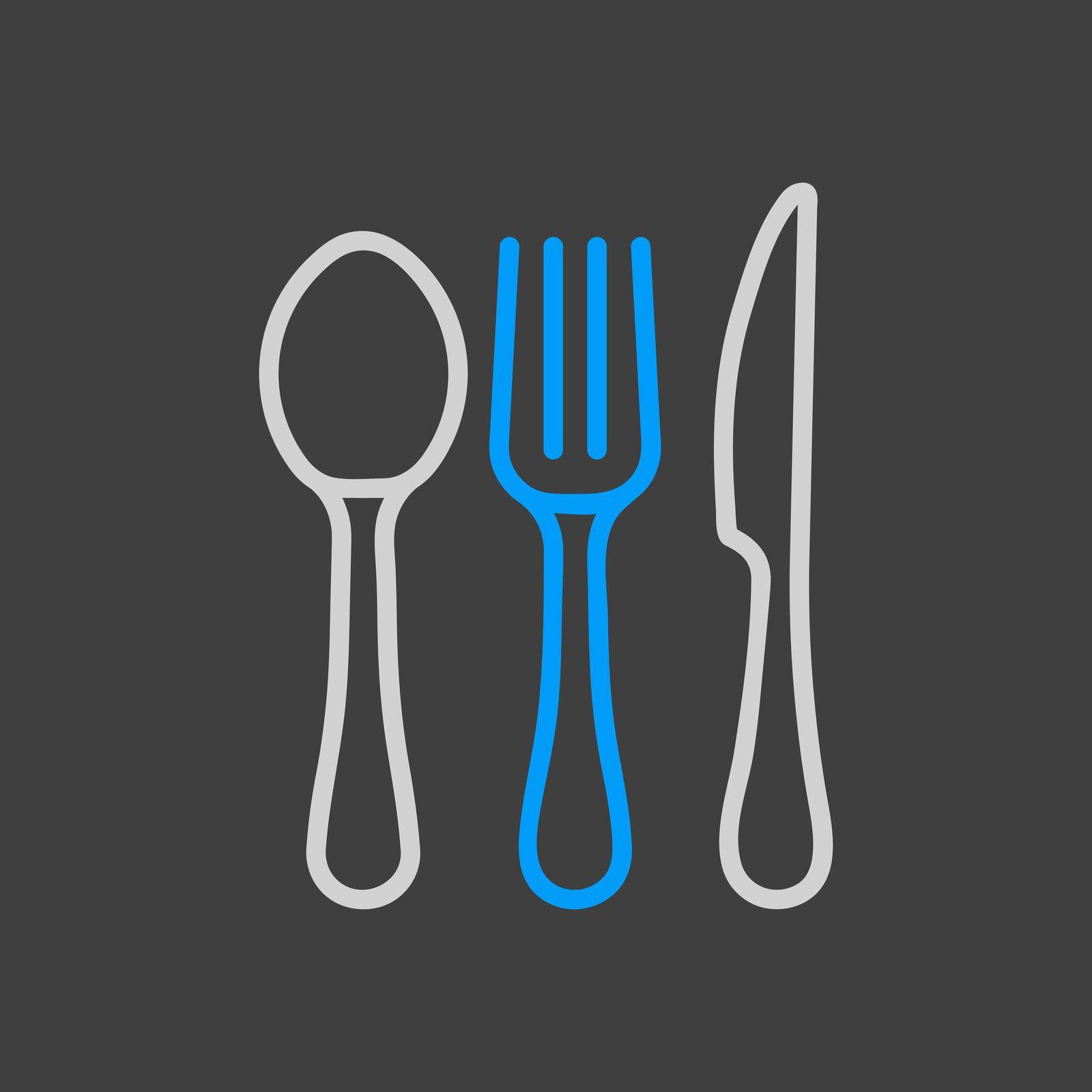 Spoon fork and knife vector icon. Graph symbol for cooking web site design, logo, app, UI