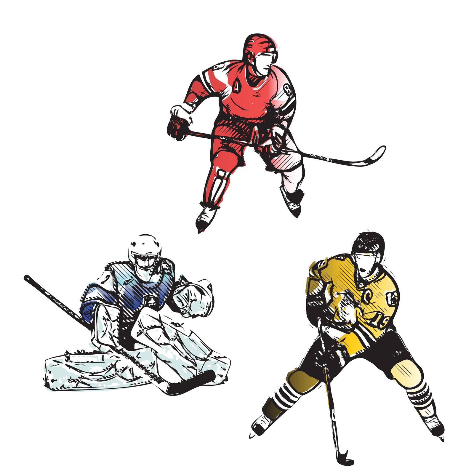 ice hockey players sketching