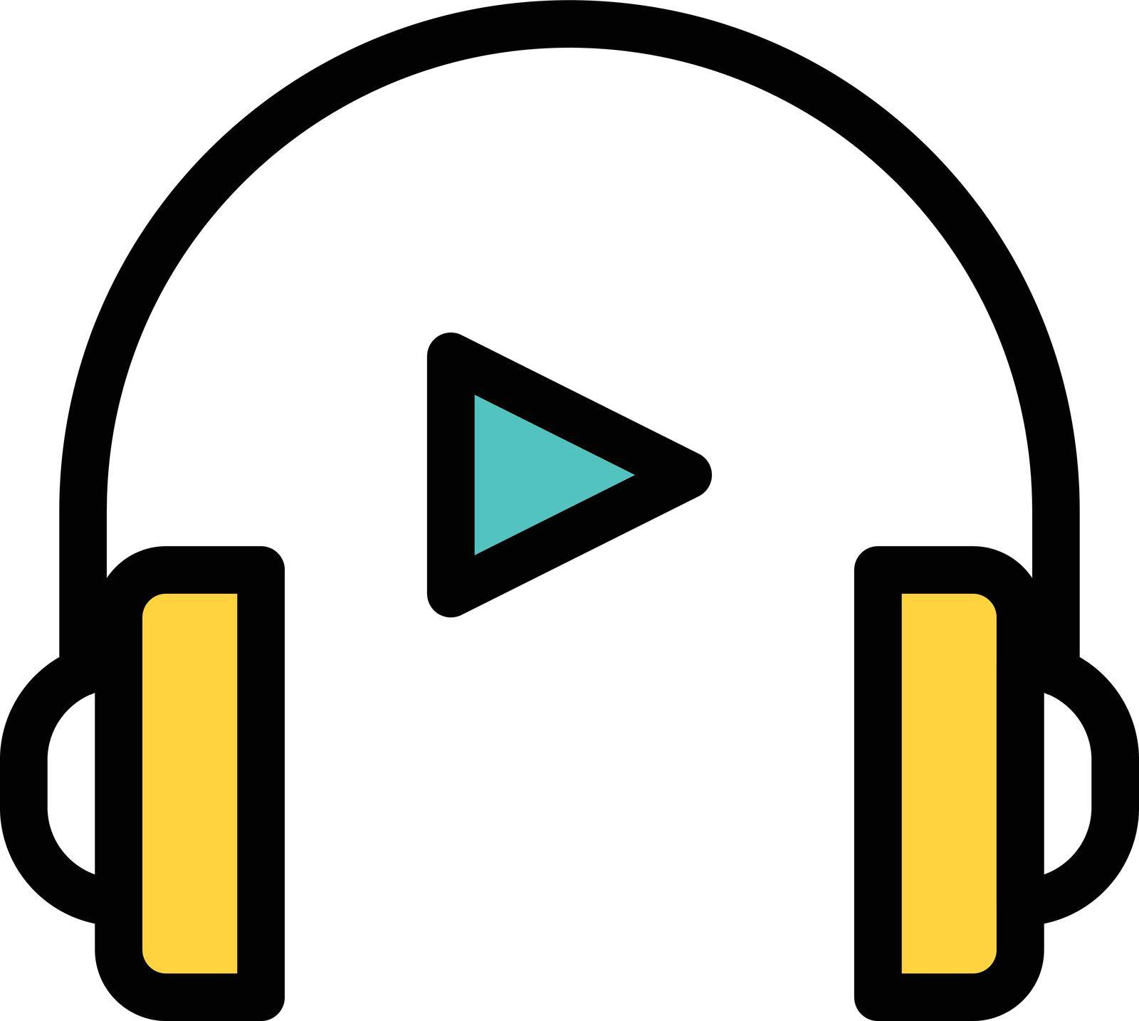 headphone vector line colour icon
