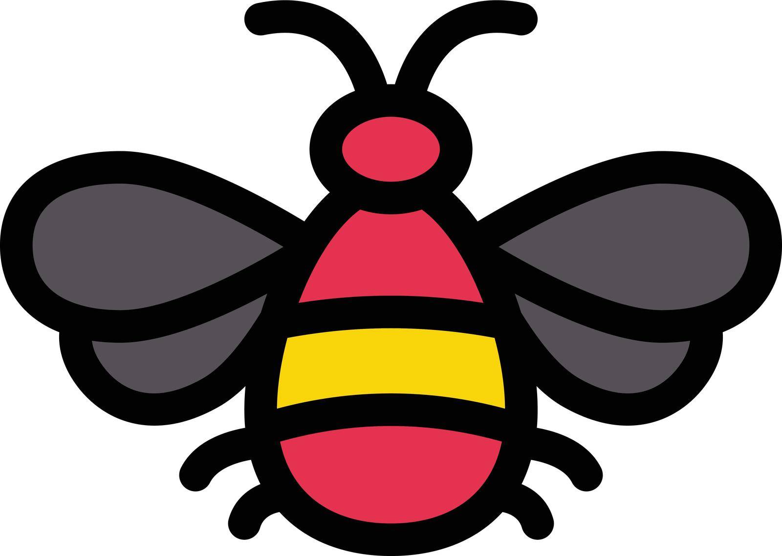bee vector line colour icon