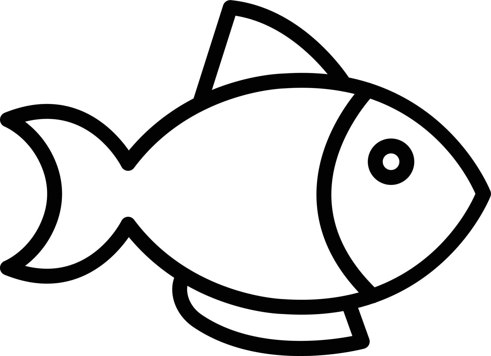 fish vector thin line icon