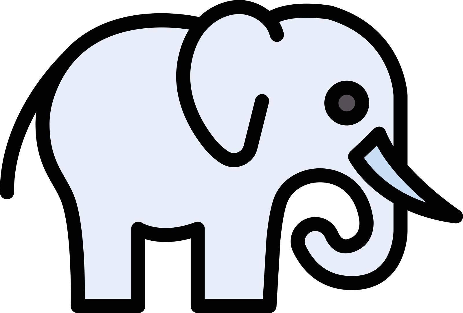 elephant vector line colour icon