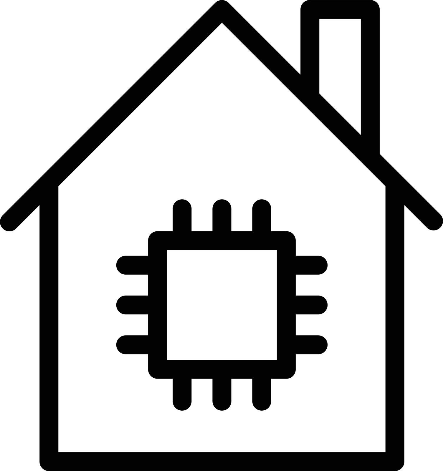 house CPU vector thin line icon
