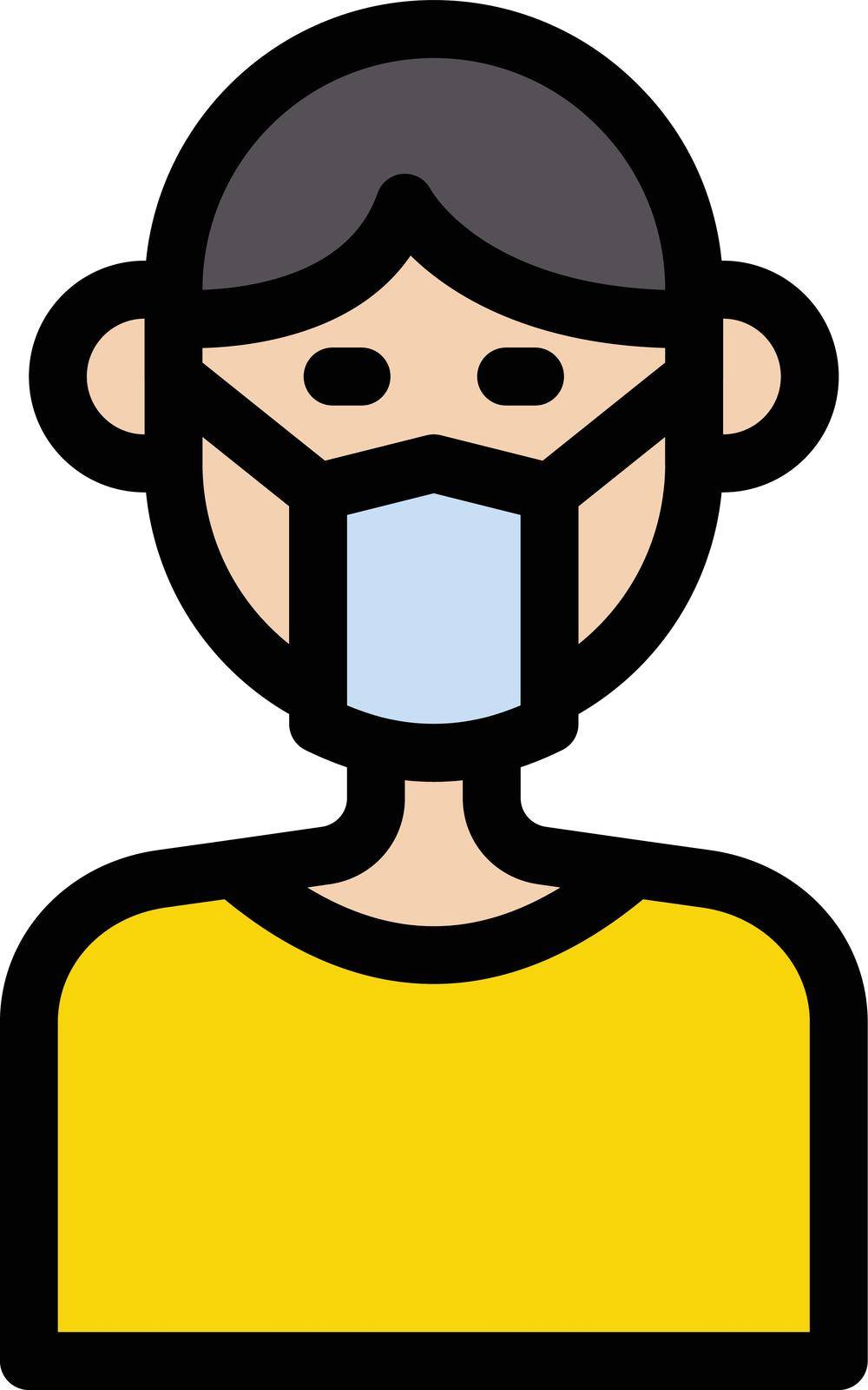 face mask vector color line icon