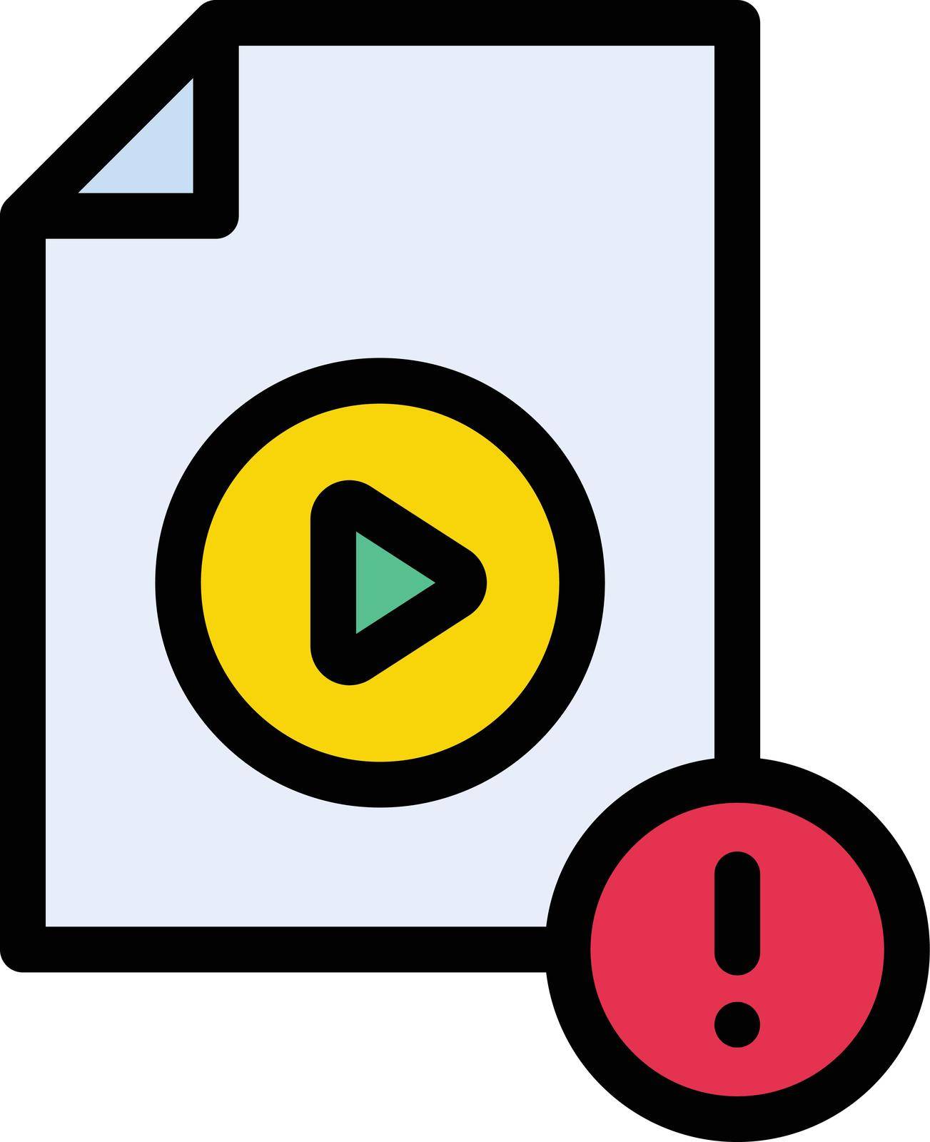 video file error vector line colour icon