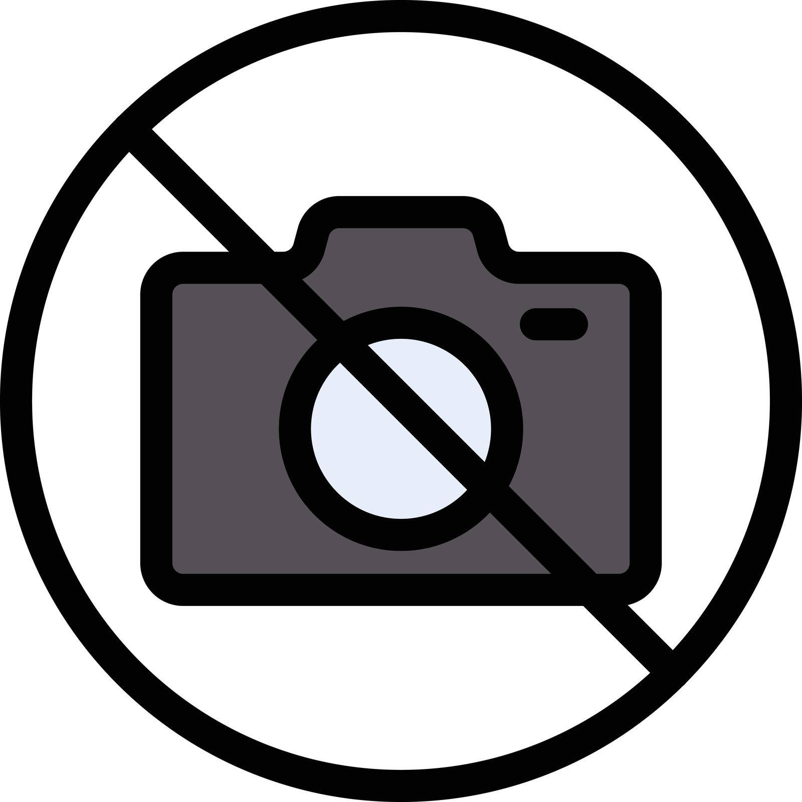 camera ban vector line colour icon