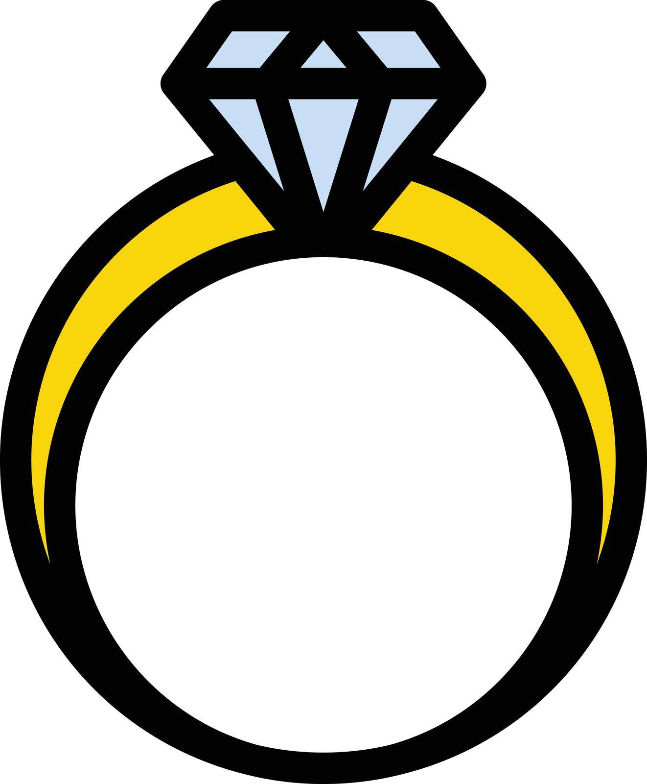 diamond ring vector line colour icon