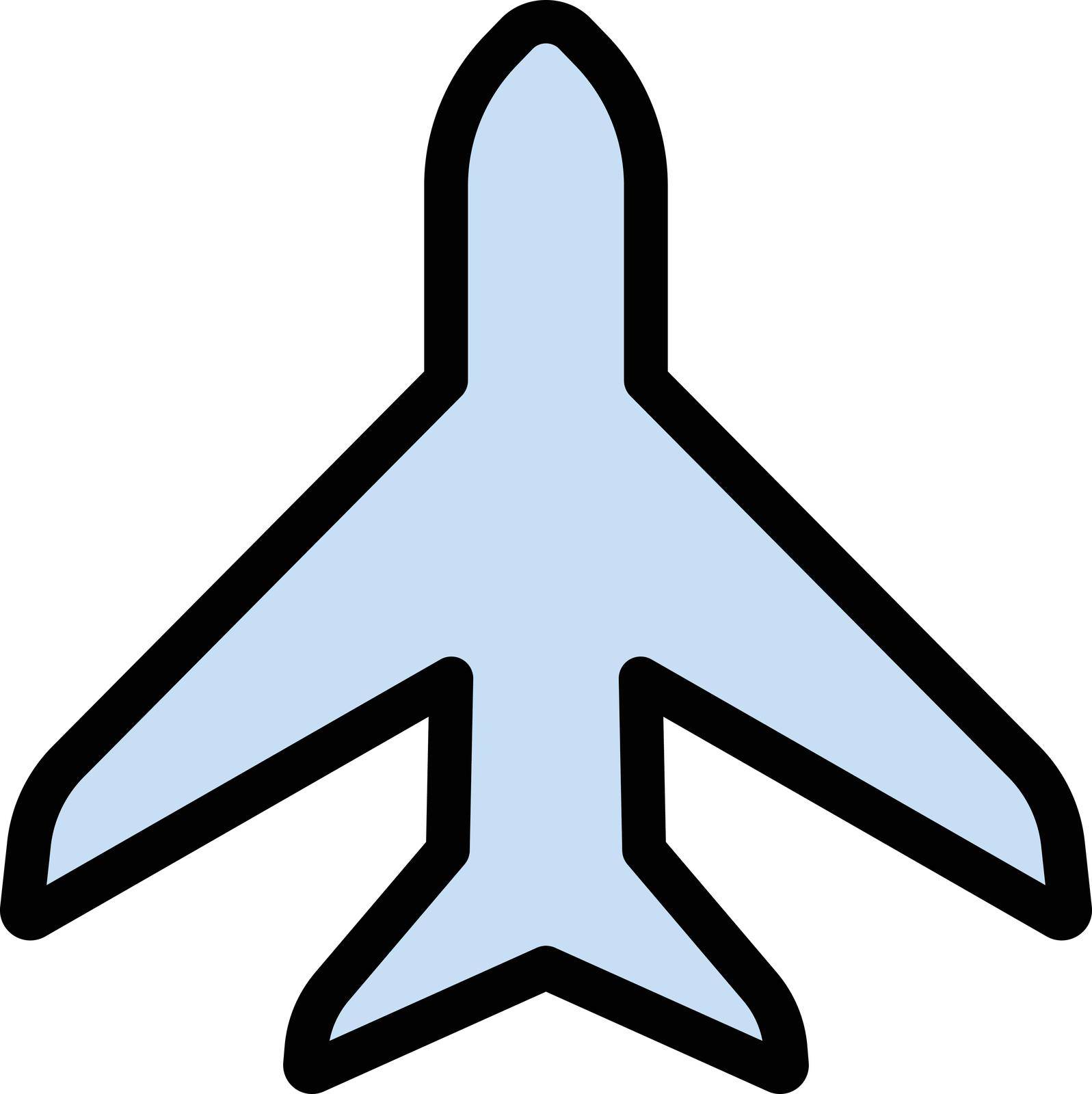 airplane vector line colour icon