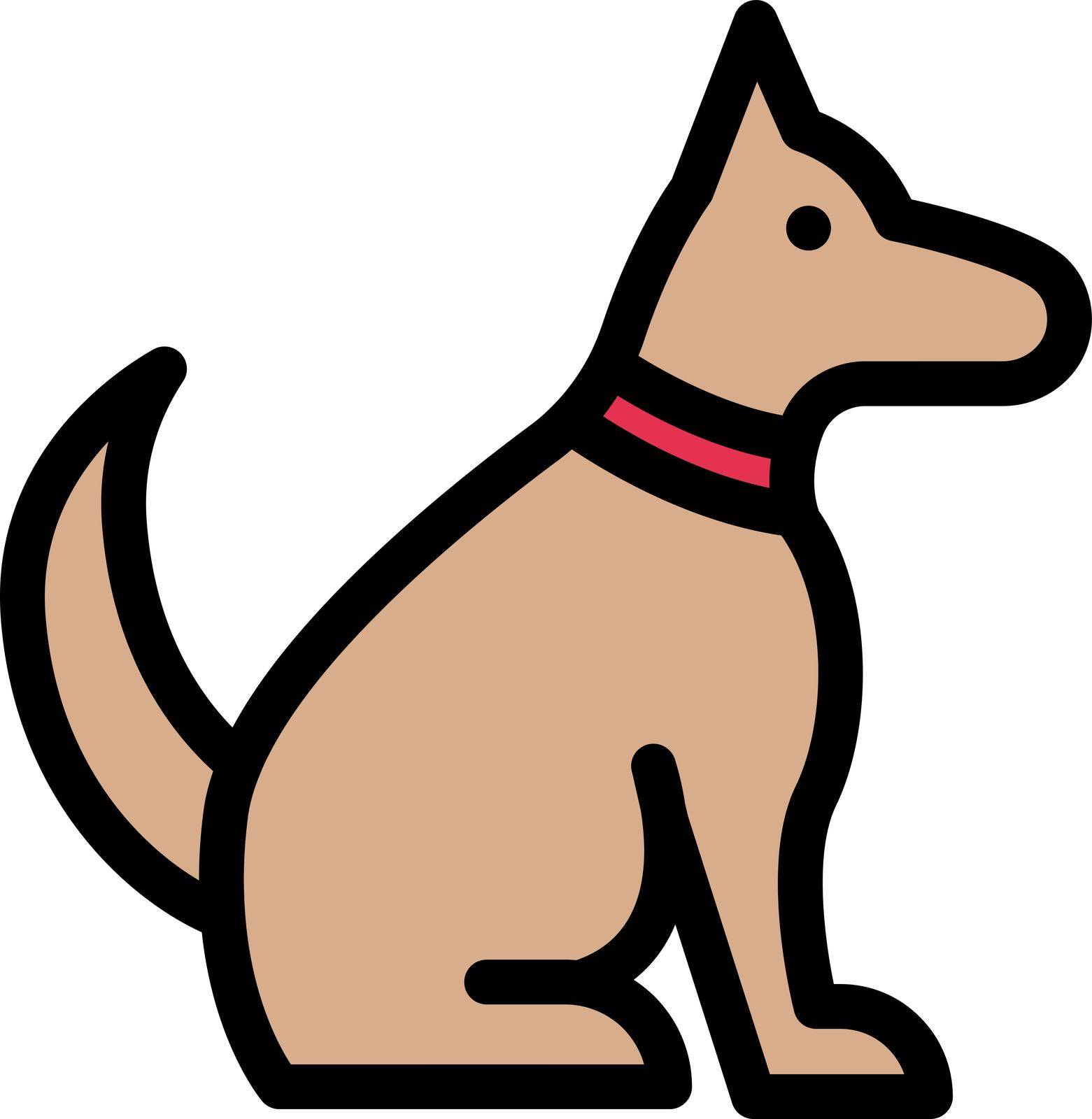 dog vector line colour icon