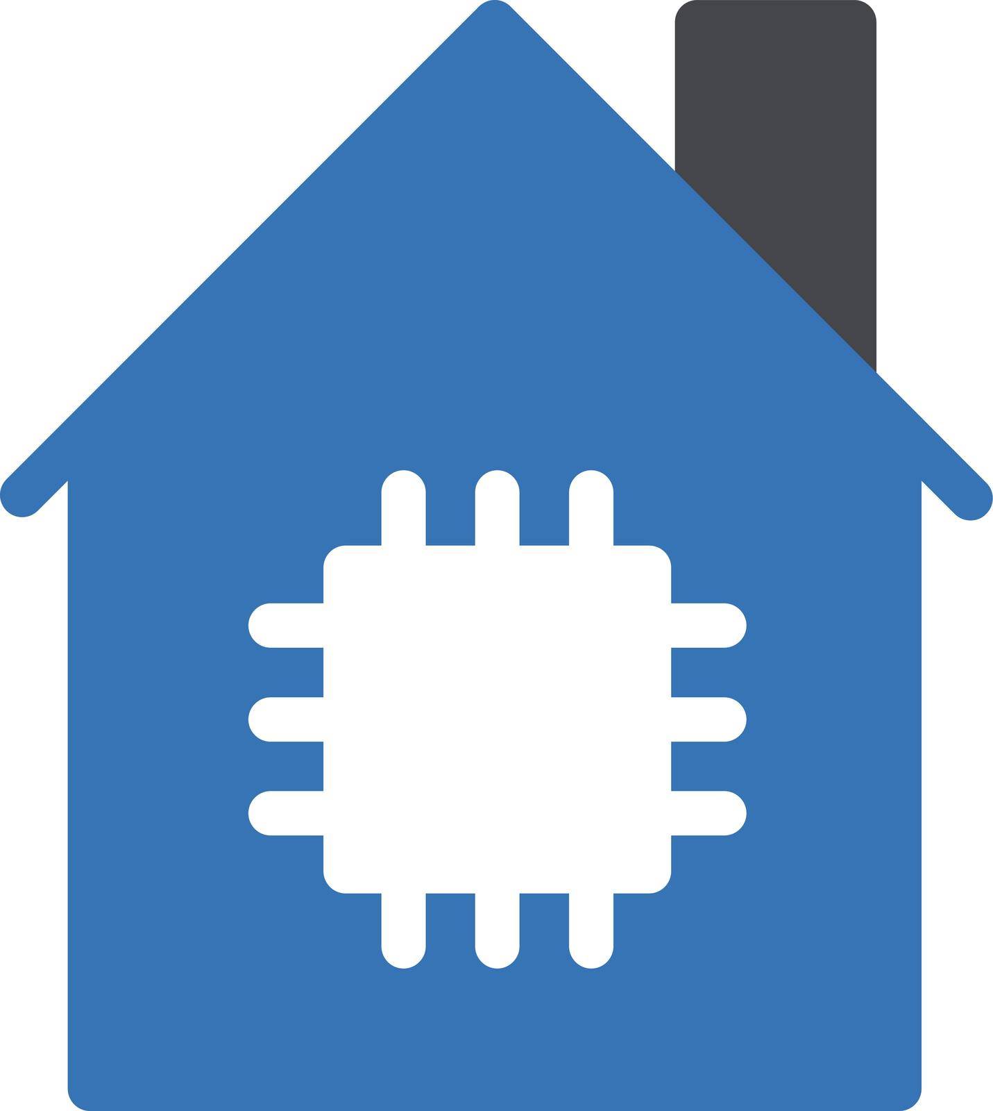 house CPU vector glyph colour icon