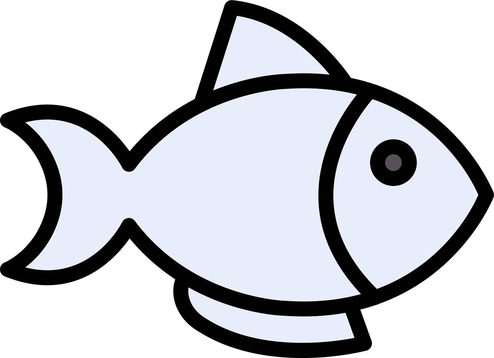 fish vector line colour icon