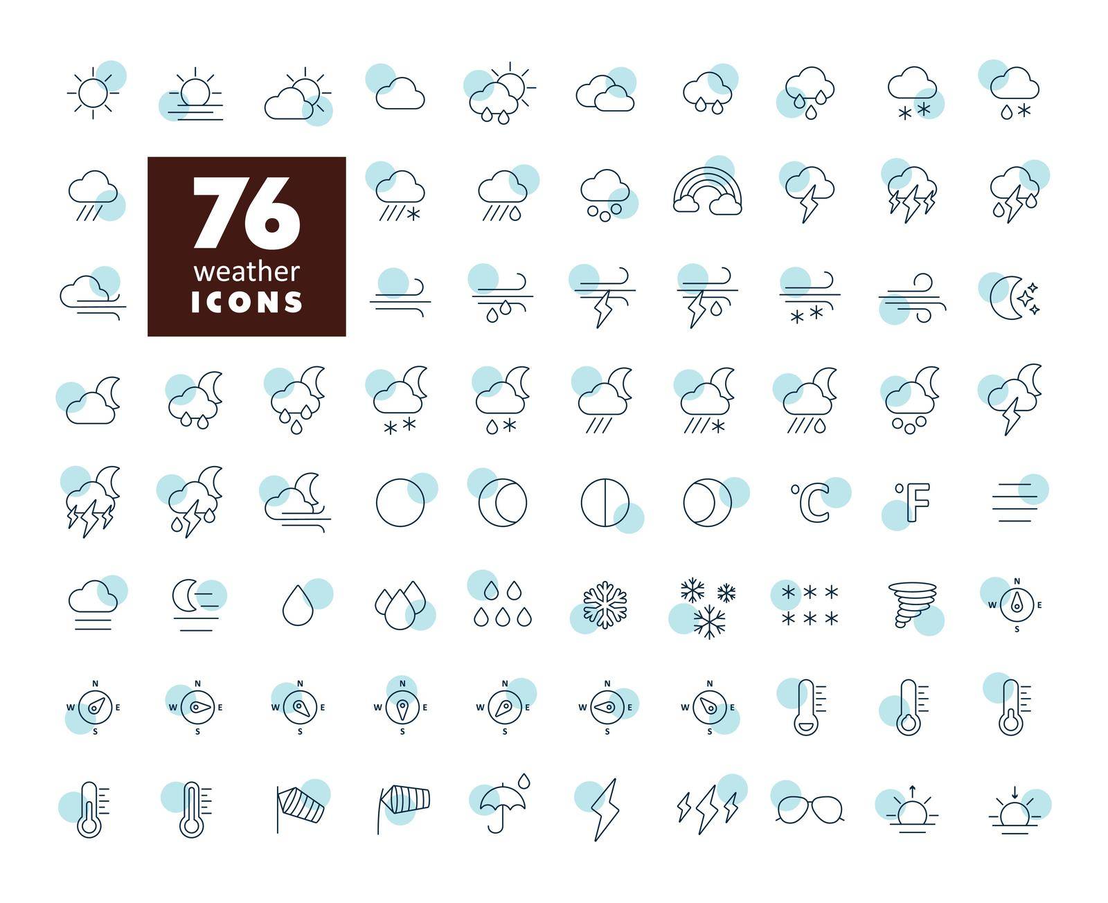 Vector weather forecast icon set. Meteorology sign by nosik