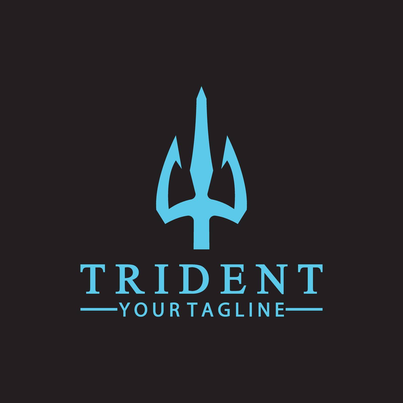 Vintage Trident Spear of Poseidon Neptune God Triton King logo design