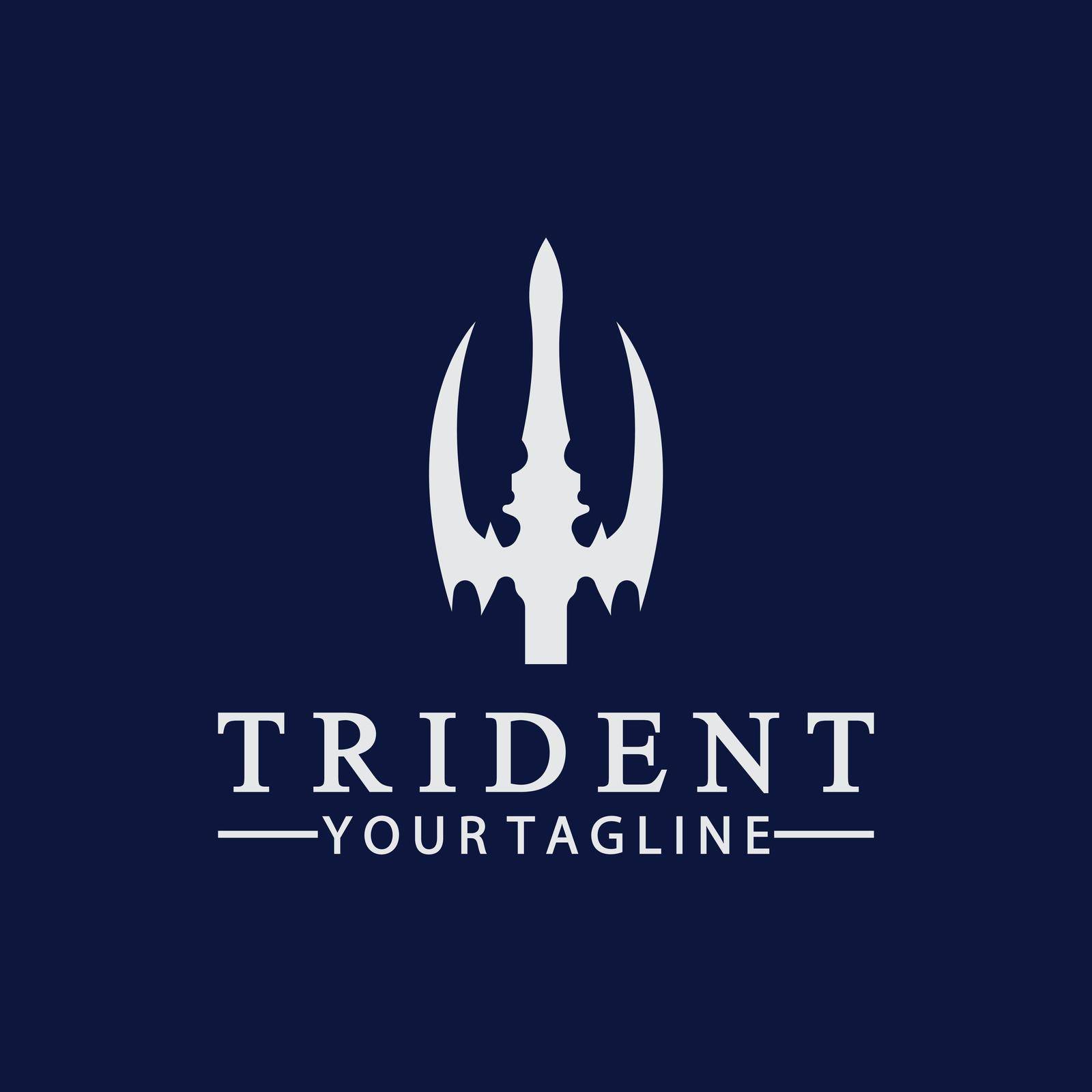 Vintage Trident Spear of Poseidon Neptune God Triton King logo design by Mrsongrphc