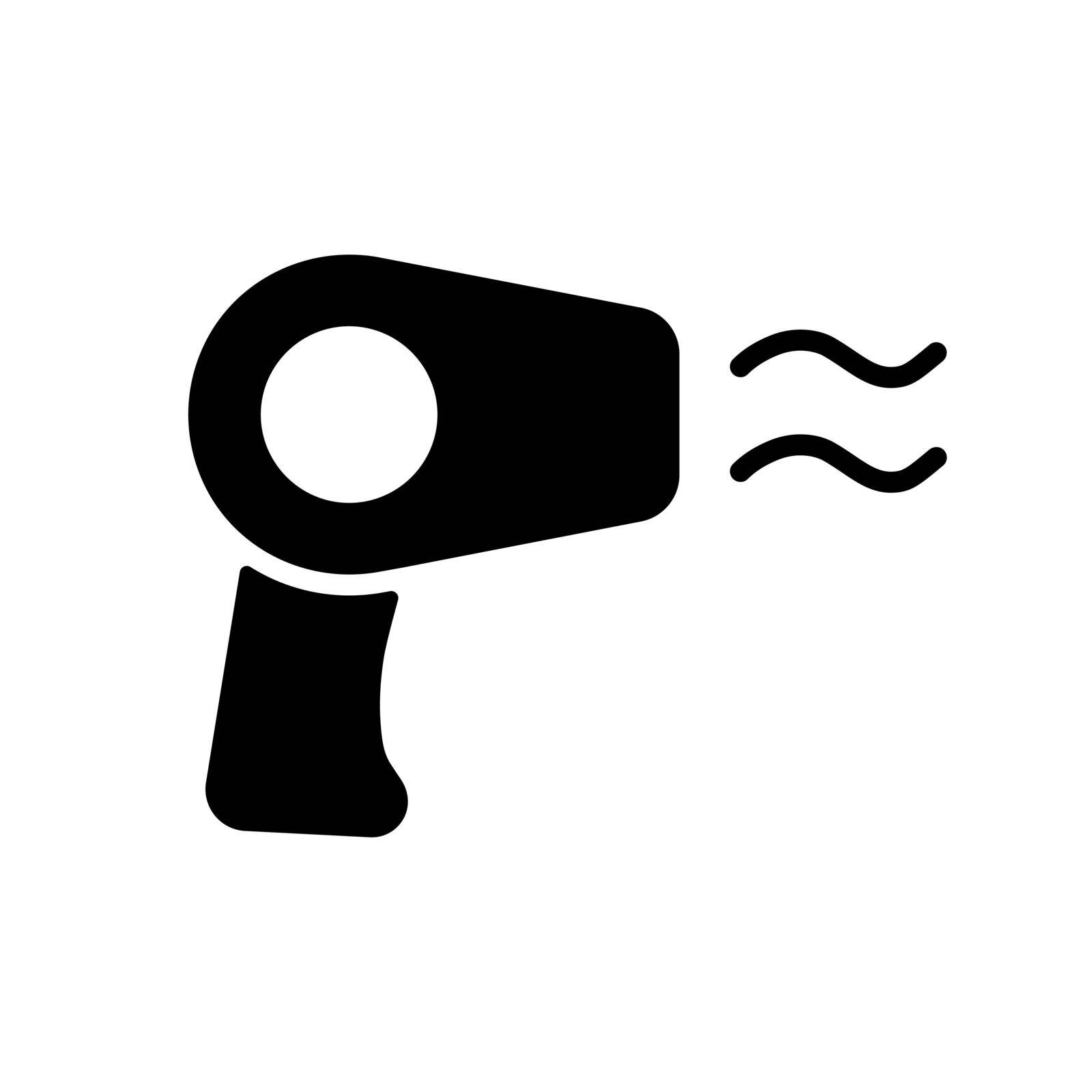 Hair dryer flat vector glyph icon. Graph symbol for household electric web site and apps design, logo, app, UI