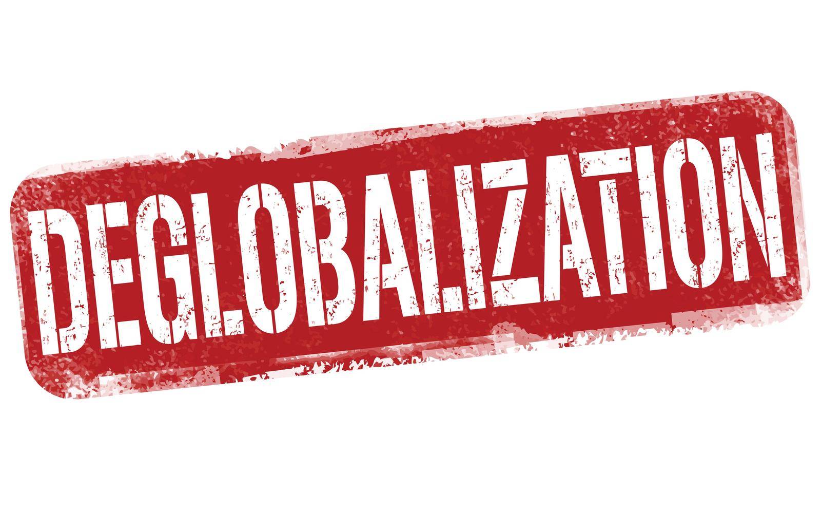 Deglobalization grunge rubber stamp on white background, vector illustration