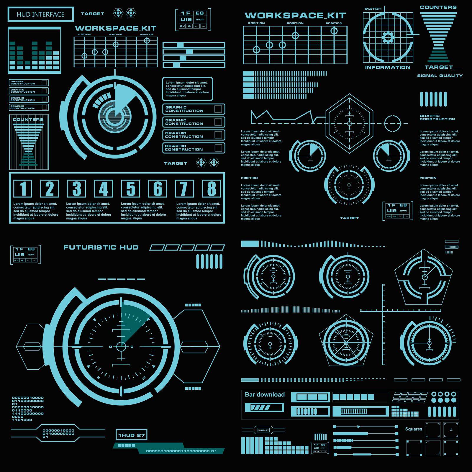 Futuristic blue virtual graphic touch user interface by palermo89