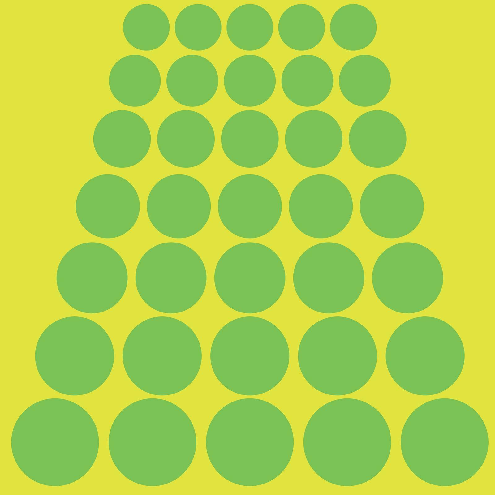 Pattern with green circles and a yellow background. The circles are smaller up so it looks like a perspective.
