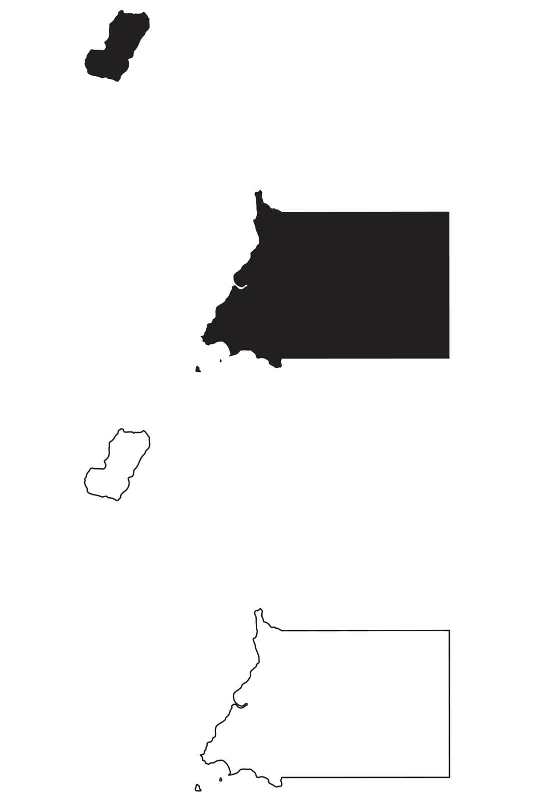 Equatorial Guinea Country Map. Black silhouette and outline isolated on white background. EPS Vector