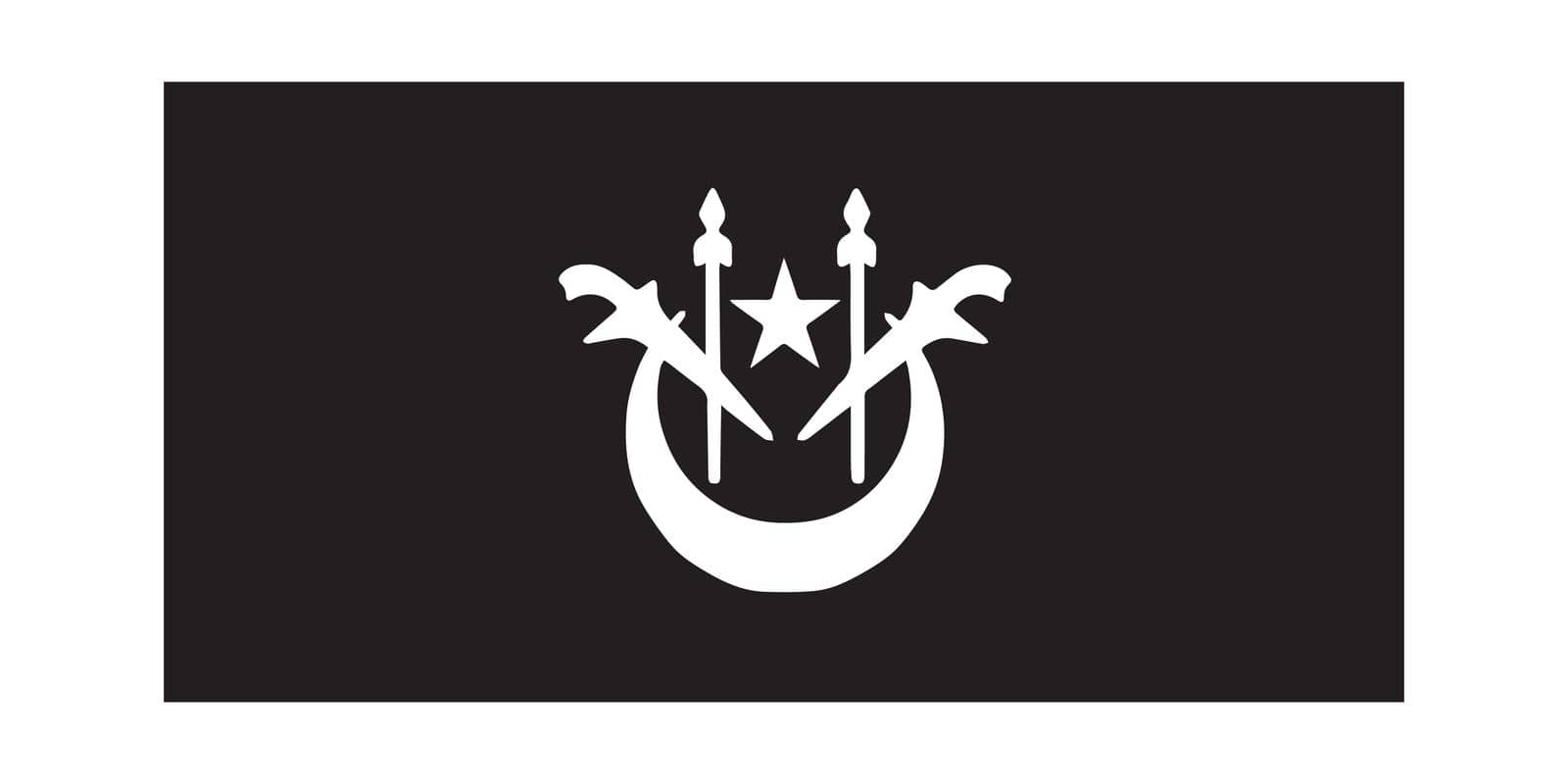 Flag of Kelantan State Malaysia. Kelantan Darul Naim State Flag Australia. Black and white EPS Vector File.
