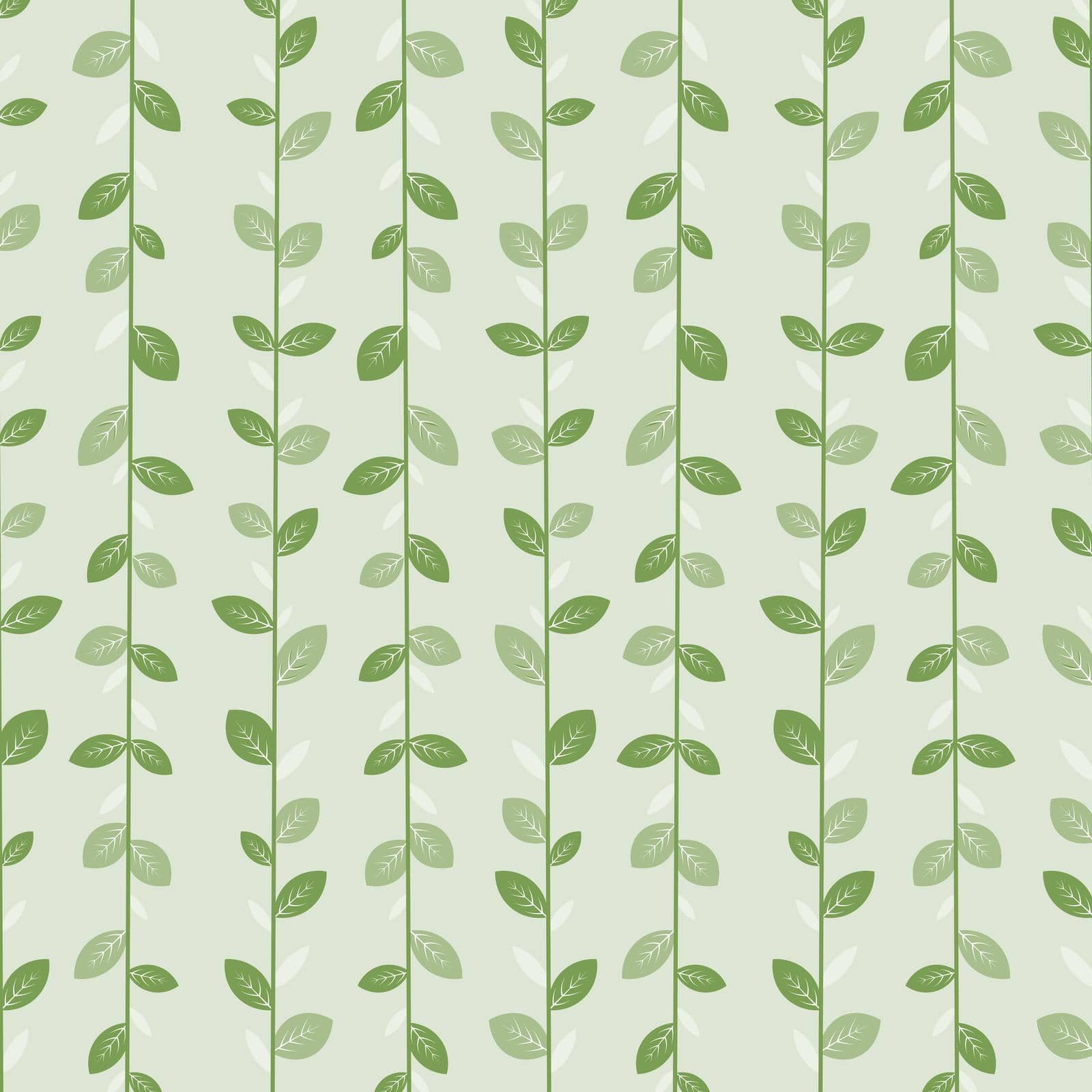 Green leaves natural pattern with graceful branches. Vector illustration
